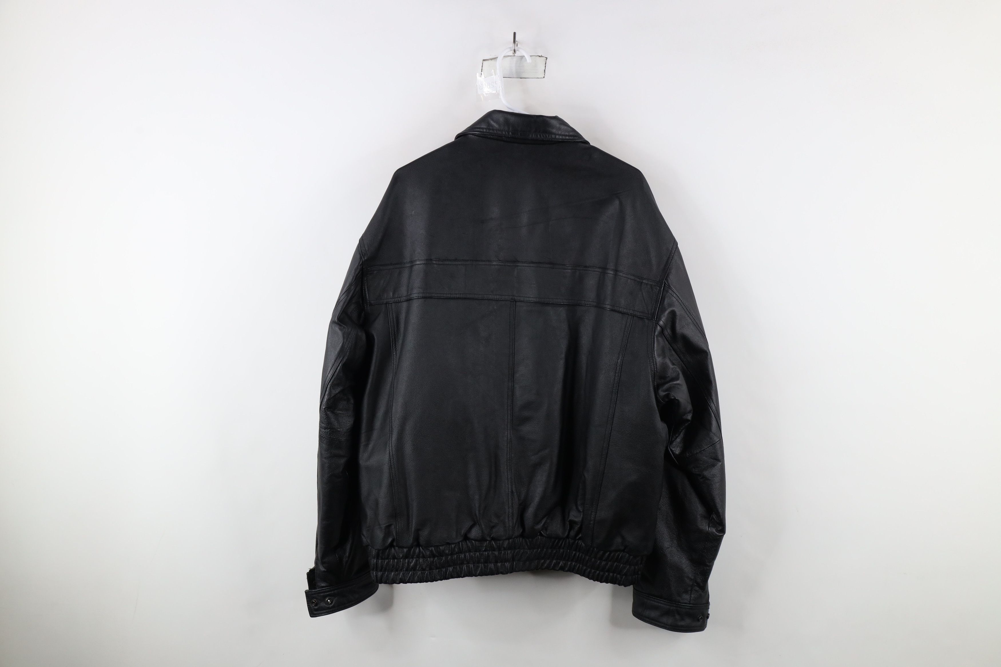 Vintage Vintage 90s Streetwear Leather Flight Bomber Jacket Black Size US L / EU 52-54 / 3 - 13 Thumbnail