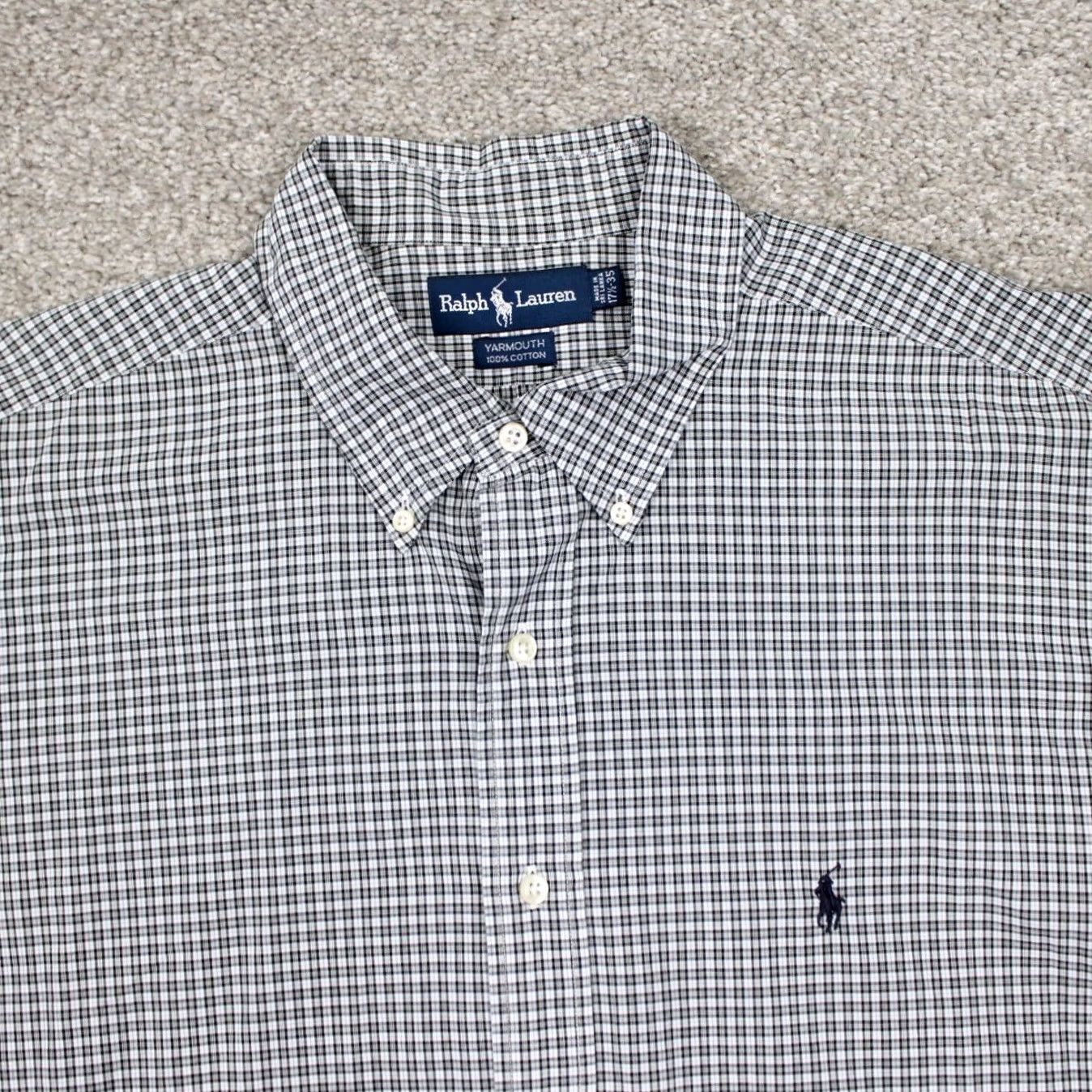 Ralph Lauren Ralph Lauren Yarmouth Dress Shirt Mens 17 1/2 35 Black/Blue/White Cotton L/S Shirt Mens Regular 100% Cotton Solid Logo Preppy Classic Women? No Size 48R - 6 Thumbnail