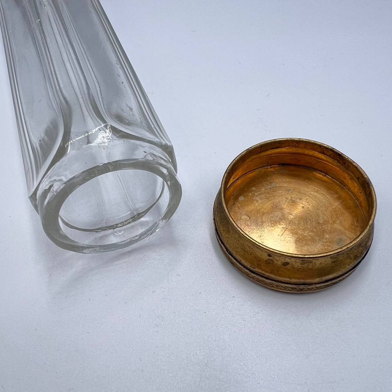 Vintage Antique Imperial Tsarism Perfume Bottle Brass Lid Guilloche Size ONE SIZE - 4 Thumbnail