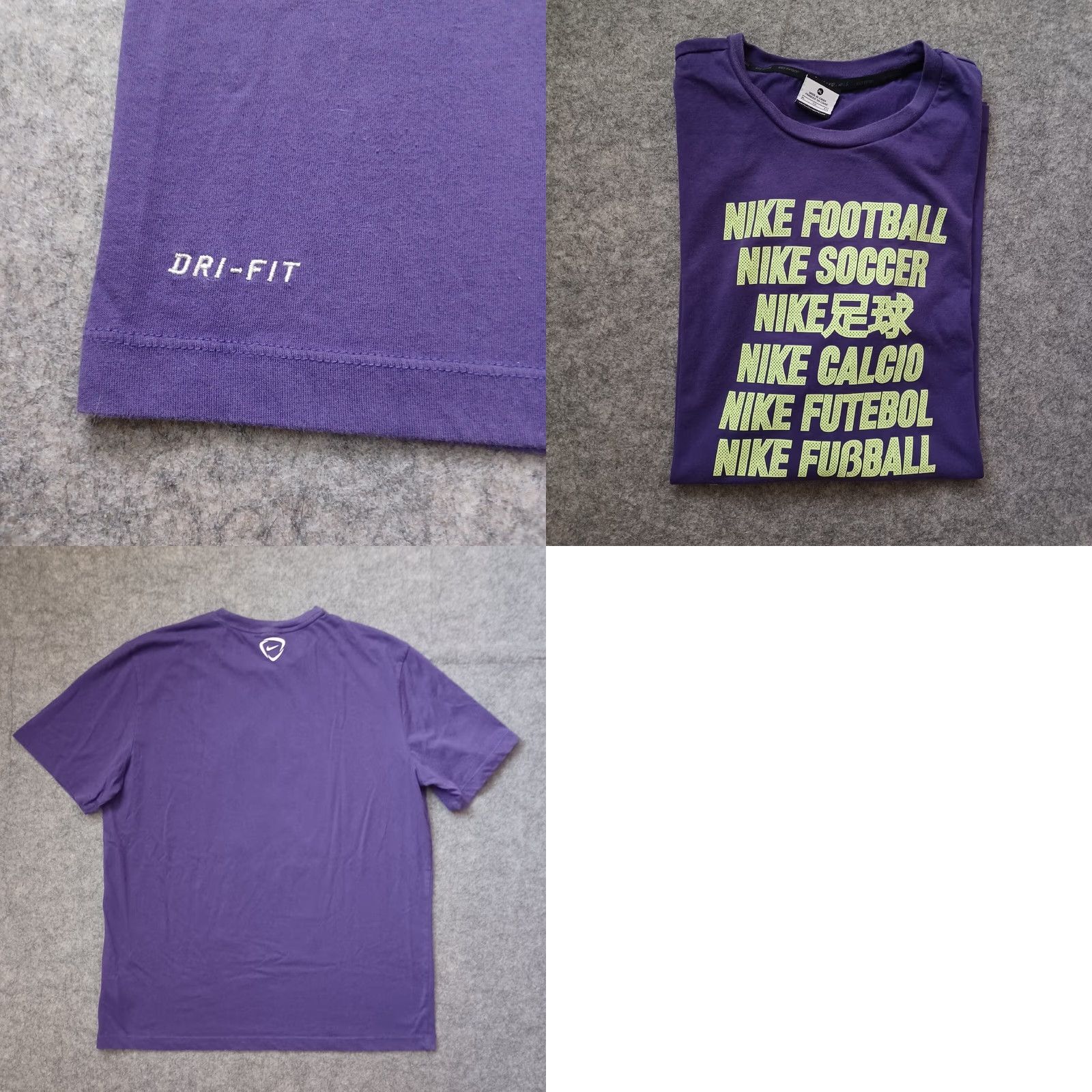 Nike Nike Dri-FIT Soccer T-Shirt Mens XL Purple Swoosh Logo Cassette Languages Size US XL / EU 56 / 4 - 9 Thumbnail
