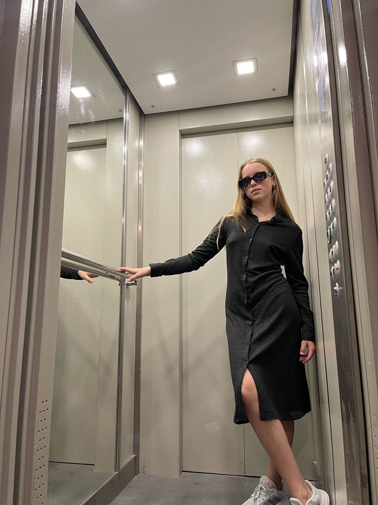 Ralph Lauren Black Label RL BL Viscose Nylon Long Sleeve Midi Shirt Dress 10 US Size L / US 10 / IT 46 - 4 Thumbnail