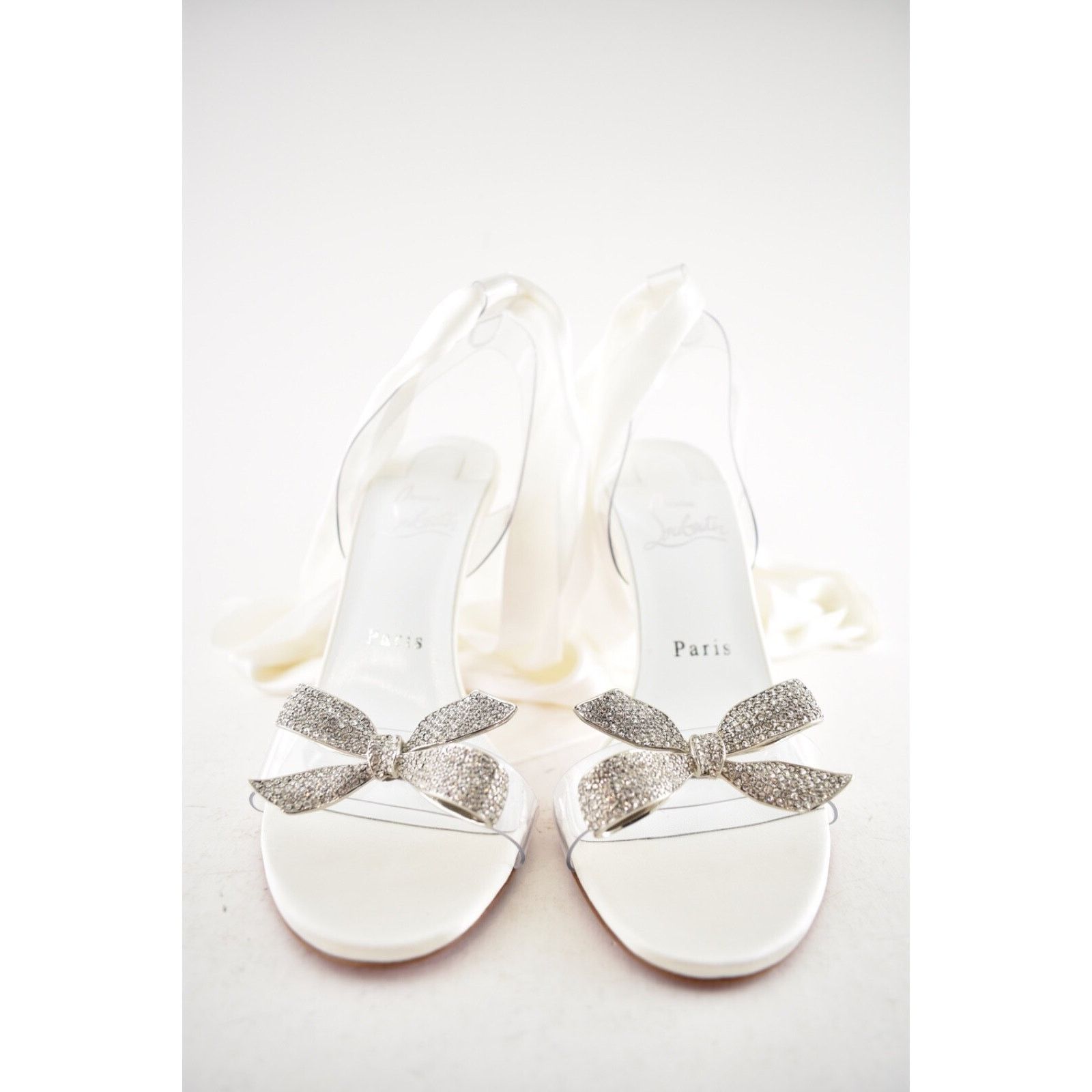 Christian Louboutin Christian Louboutin Astrinodo 100 Ivory PVC Bow Lace Up Size US 7 / IT 37 - 17 Thumbnail