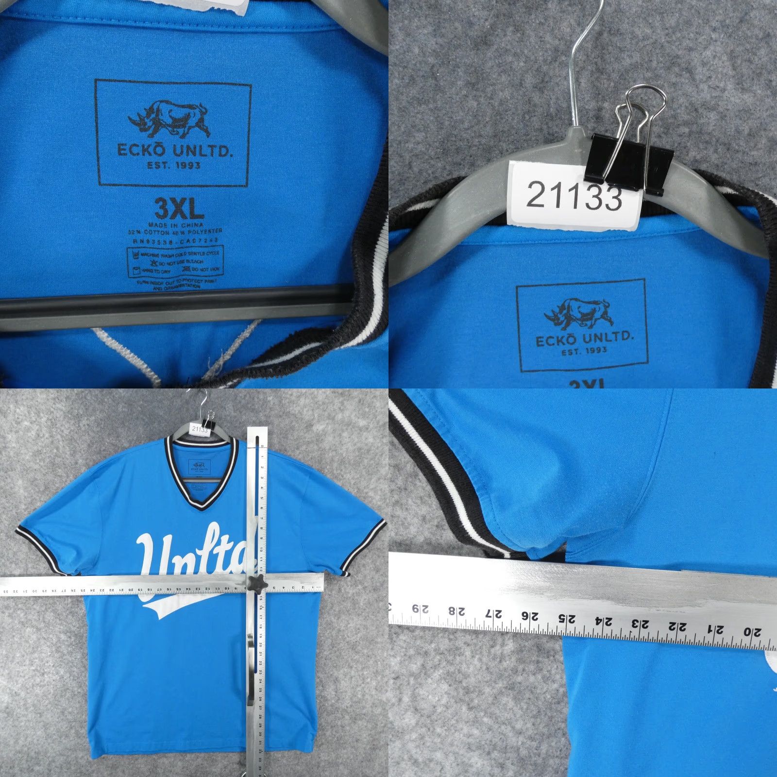 Ecko Unltd. Ecko Unltd Jersey Mens 3XL Short Sleeve Blue White V-Neck Y2K Size US XXL / EU 58 / 5 - 8 Thumbnail