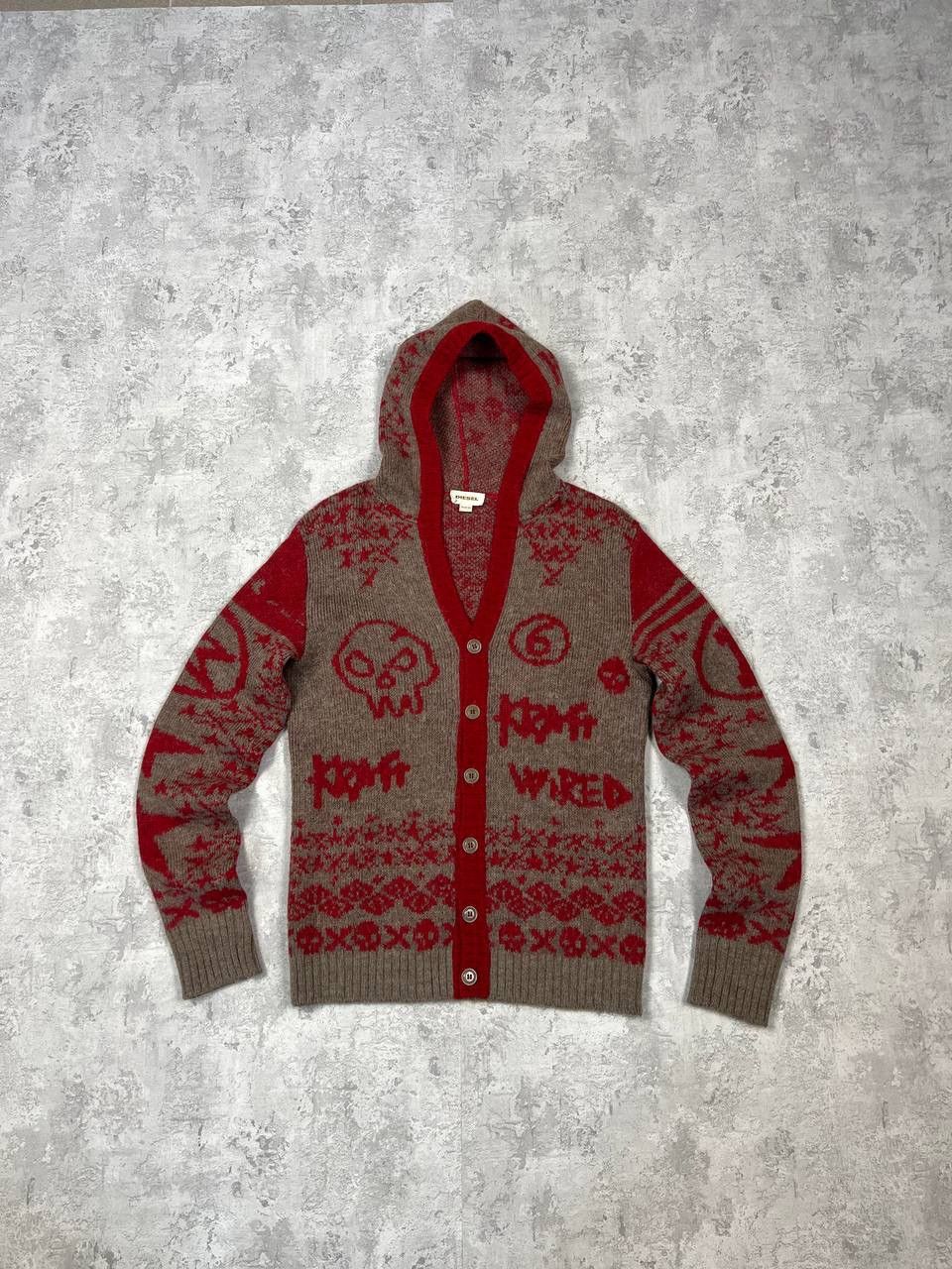 Diesel RARE Diesel Less Wired Knit Button Up Graphic Cardigan Size US XL / EU 56 / 4 - 1 Thumbnail