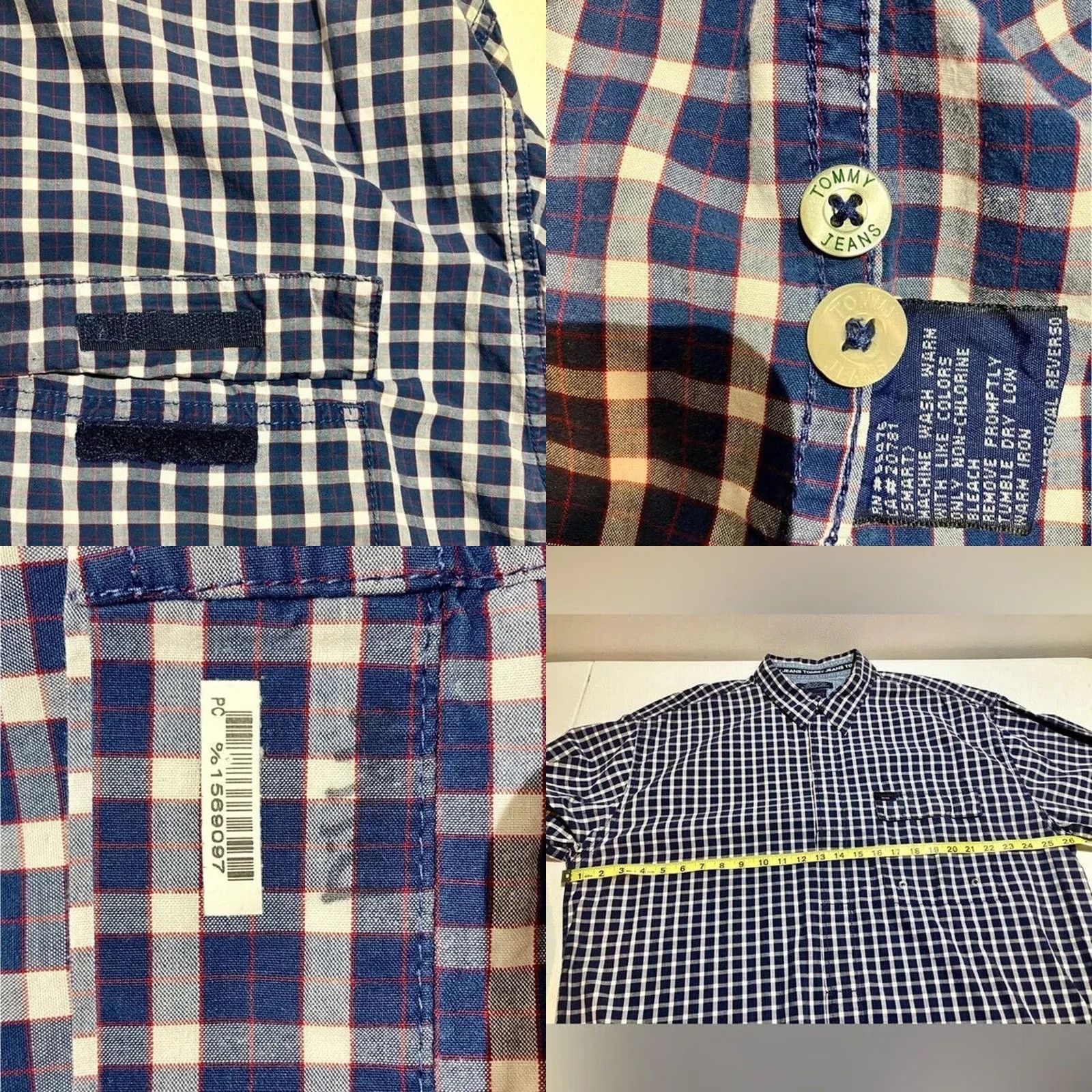 Tommy Hilfiger VINTAGE Tommy Jeans Shirt XXL Button-Up Check 90s Preppy Blue White Red Cotton Men's Size US XXL / EU 58 / 5 - 8 Thumbnail