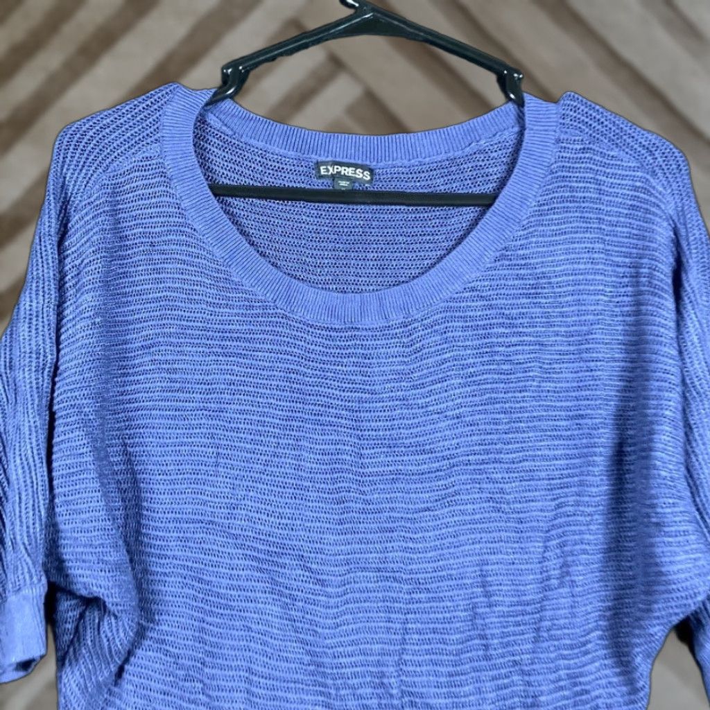Express Express Sweater Purple Crew Neck Open Knit Dolman 3/4 Sleeve Sheer M Womens Size M / US 6-8 / IT 42-44 - 1 Thumbnail
