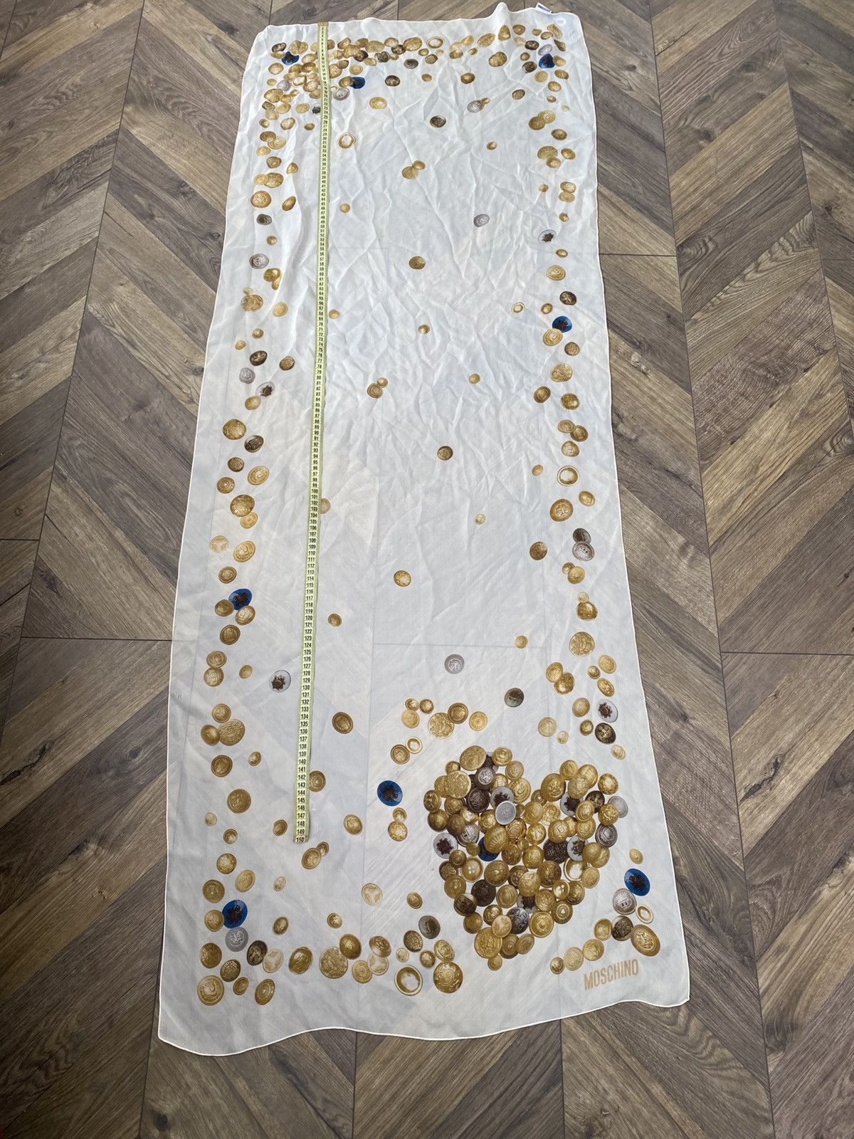 Moschino Vintage Moschino Silk Scarf Gold Coins Print Ivory Wrap Size ONE SIZE - 9 Thumbnail