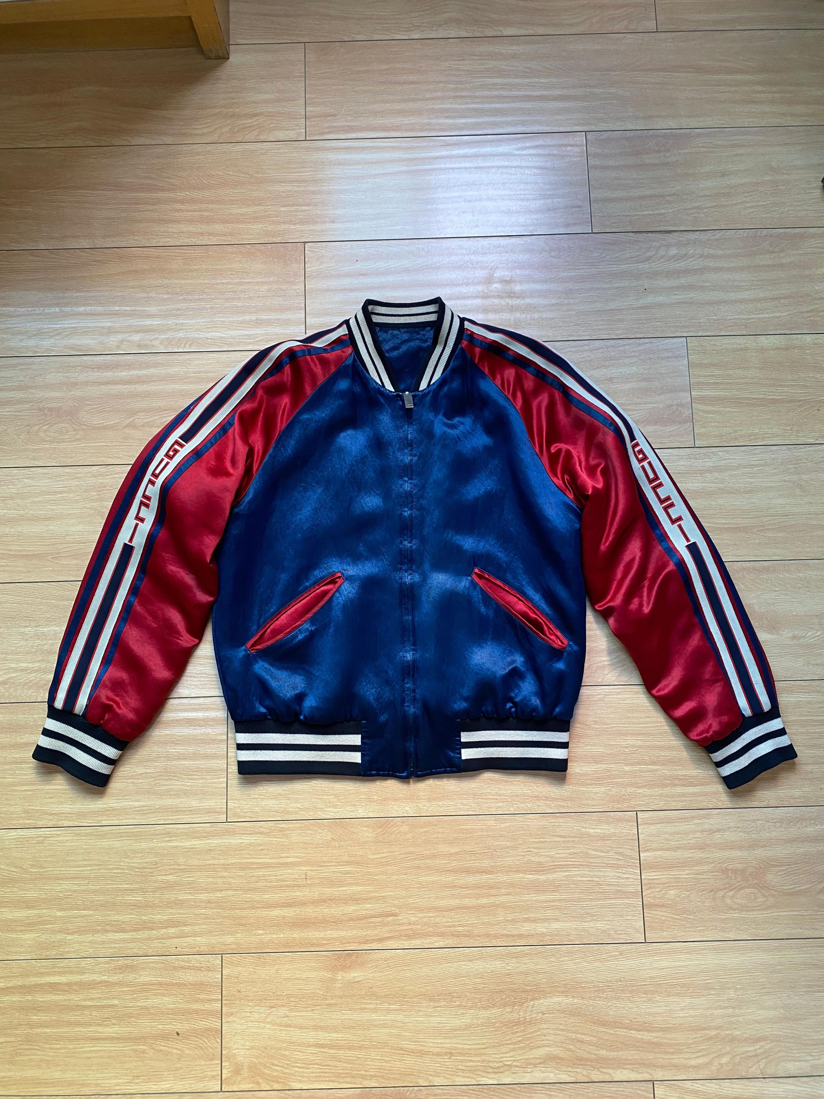 Gucci Gucci Reversible Blue and Red Satin Bomber Jacket Size US M / EU 48-50 / 2 - 1 Thumbnail