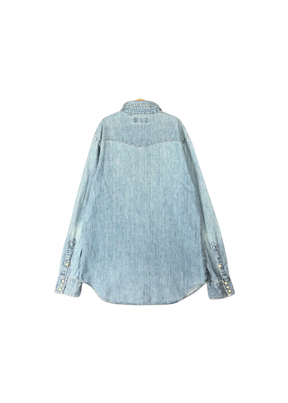 VTG PRL Faded Denim Western Shirt - Pearloid Snaps - Size S image 2