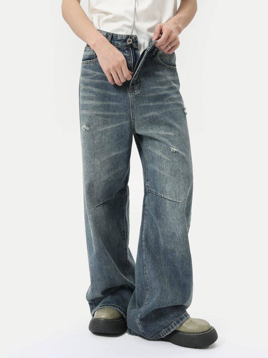 Jean American high street distressed washed ripped jeans Size US 32 / EU 48 - 2 Thumbnail