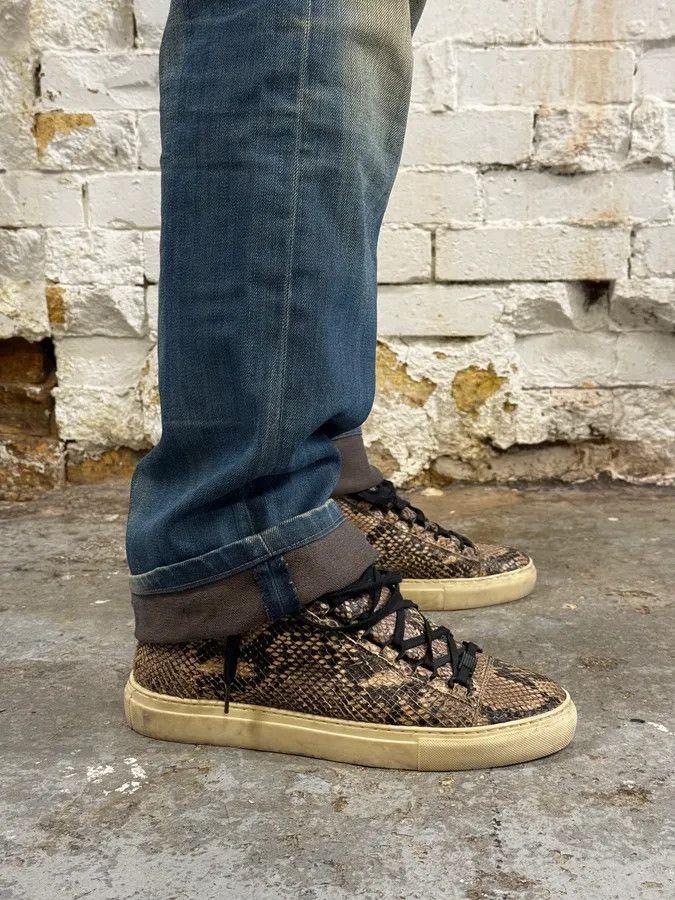 Vintage Balenciaga Arena Beige Python Leather High Sneakers Size US 10 / EU 43 - 5 Thumbnail