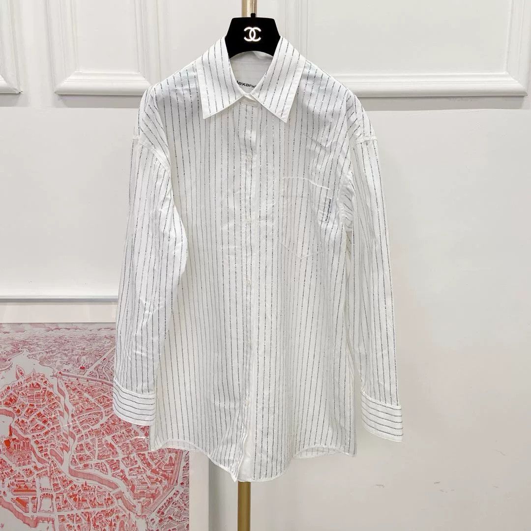 Alexander Wang Alexander Wang White Crystal Shirt Size US XXS / EU 40 - 1 Thumbnail