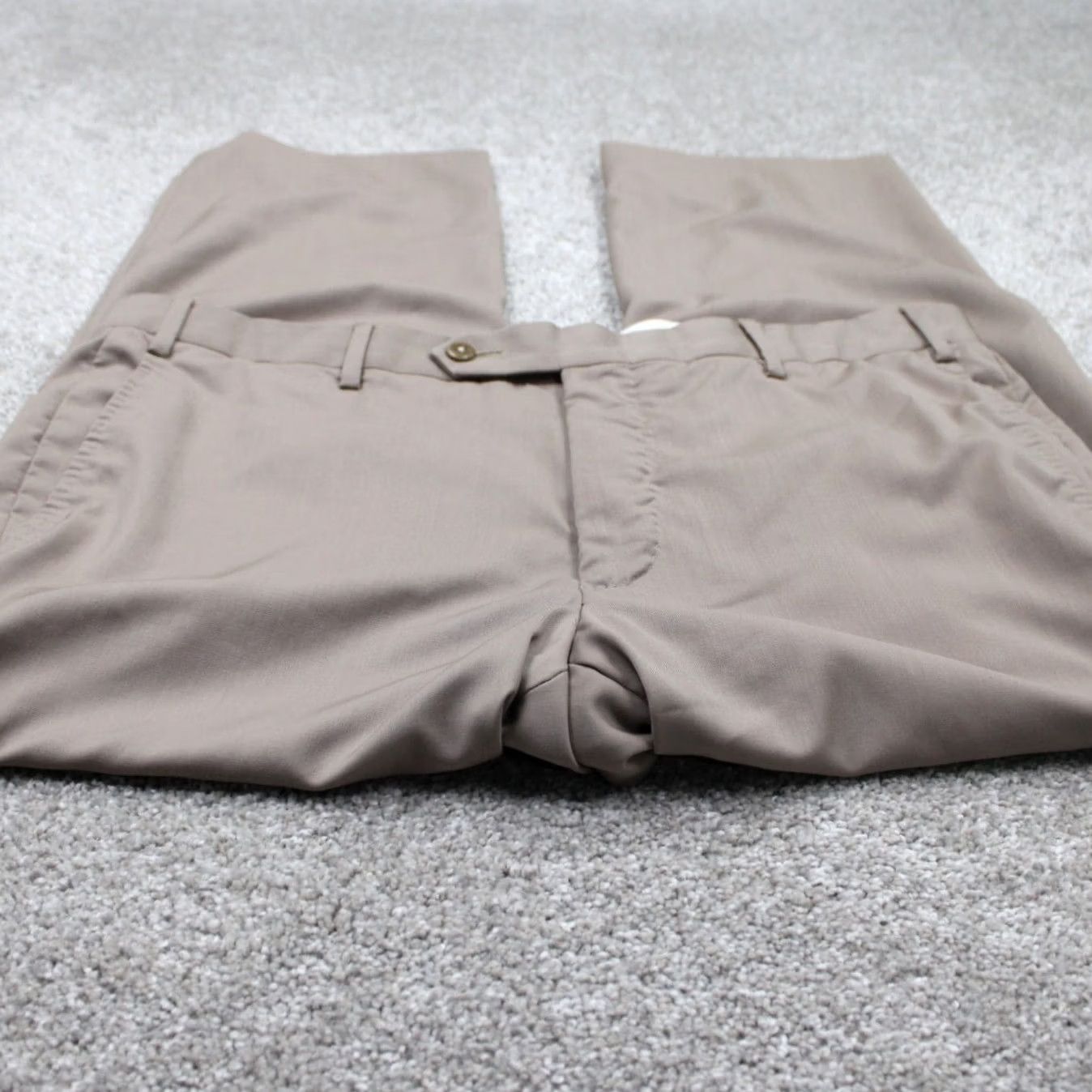 Zanella Zanella Dress Pants Mens 36 Beige 100% Wool Flat Front Inseam 26" Regular Rise Business Casual Formal Workwear Mens Beige Wool Flat Front Pants Size US 36 / EU 52 - 2 Thumbnail