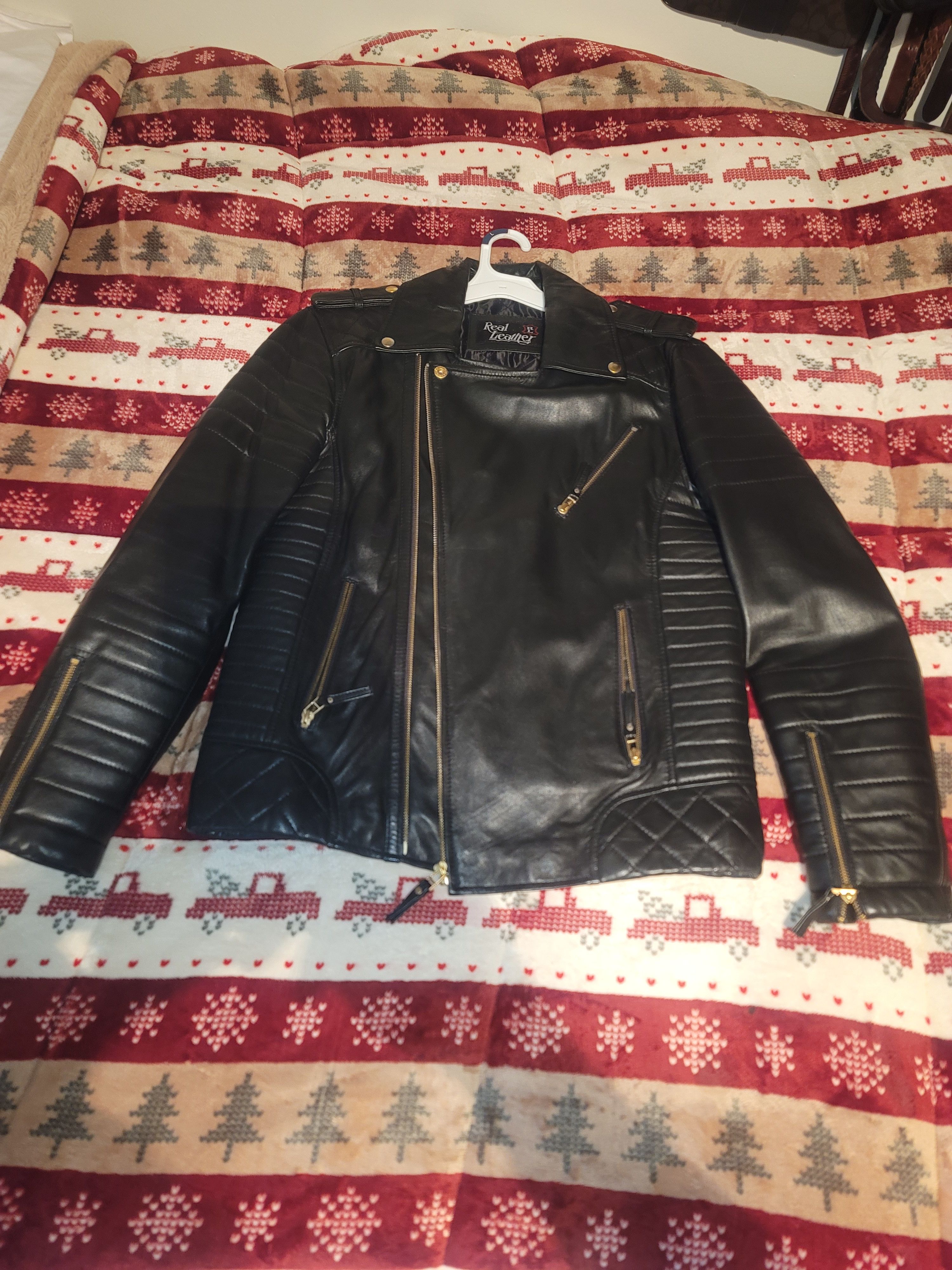 Leather lambskin(leather) biker jacket. Size US M / EU 48-50 / 2 - 1 Thumbnail