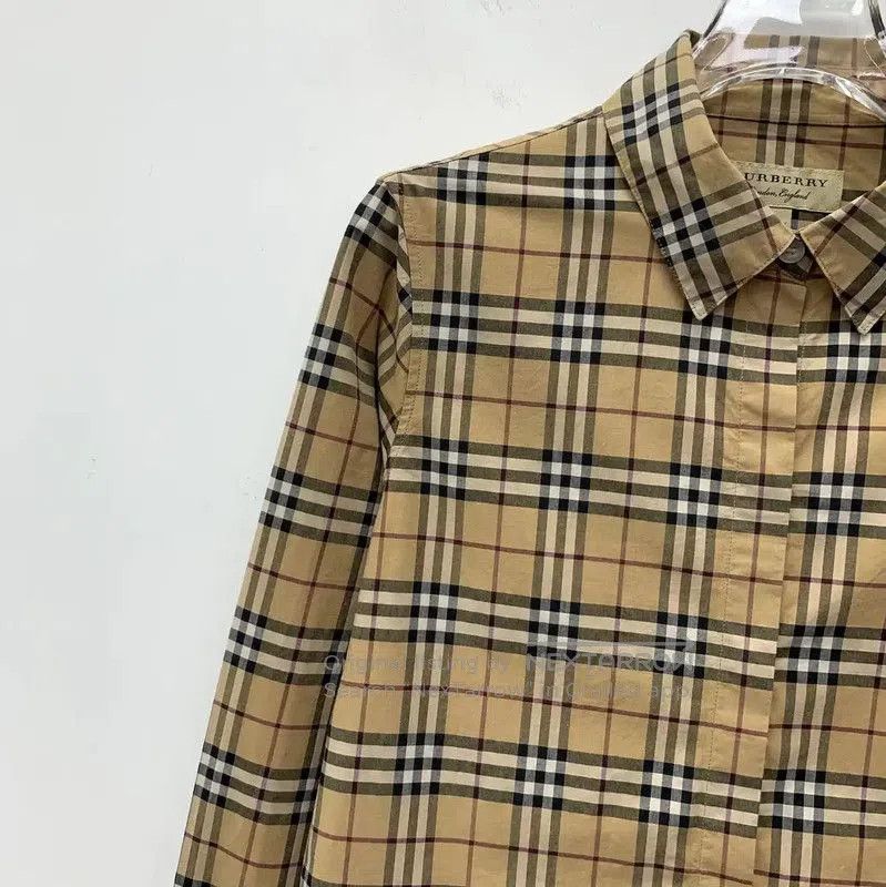 Burberry Burberry Brown Checked Cotton Shirt. Size XS / US 0-2 / IT 36-38 - 3 Thumbnail