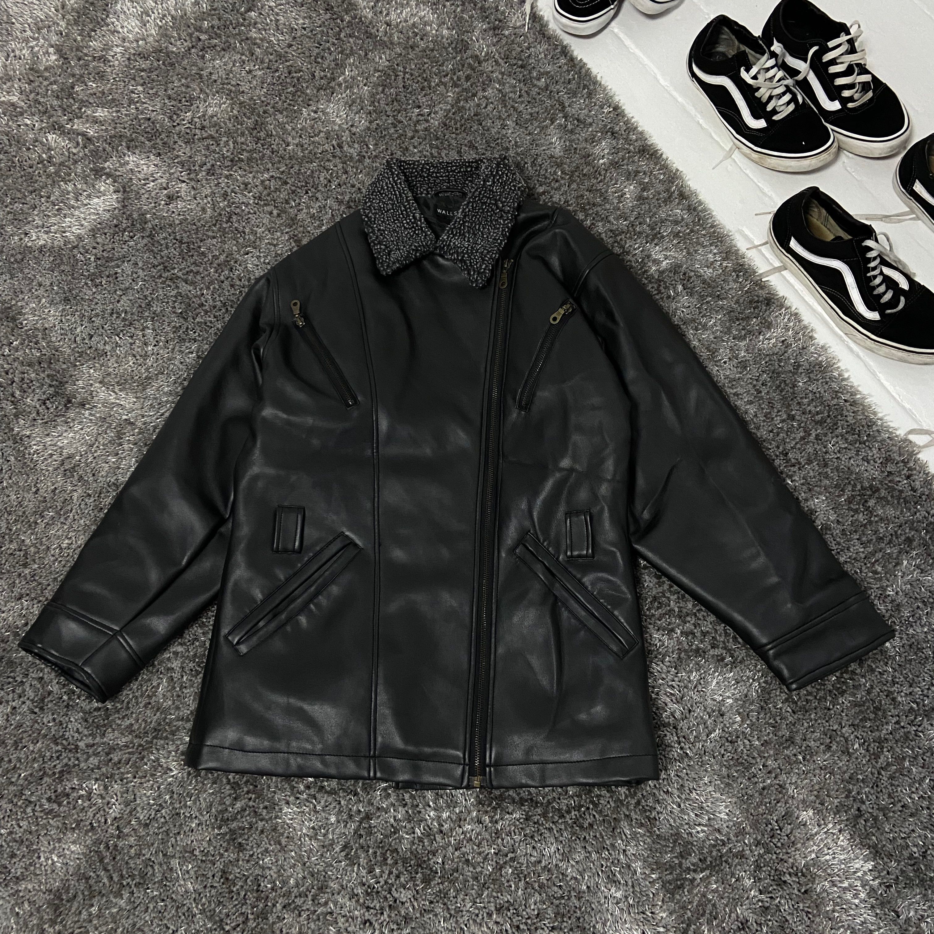 Vintage 1990s WALLSTREET RETRO BIKER SHERPA JACKET - № 2136 Size US M / EU 48-50 / 2 - 1 Thumbnail