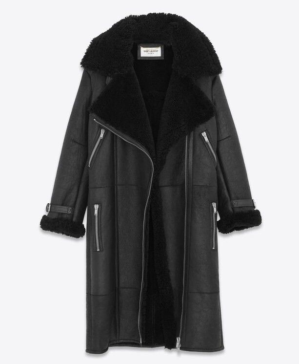 Saint Laurent Paris o1bcso1str1225 Long Aviator Jacket in Aged-Leather in Black Size XS / US 0-2 / IT 36-38 - 3 Thumbnail