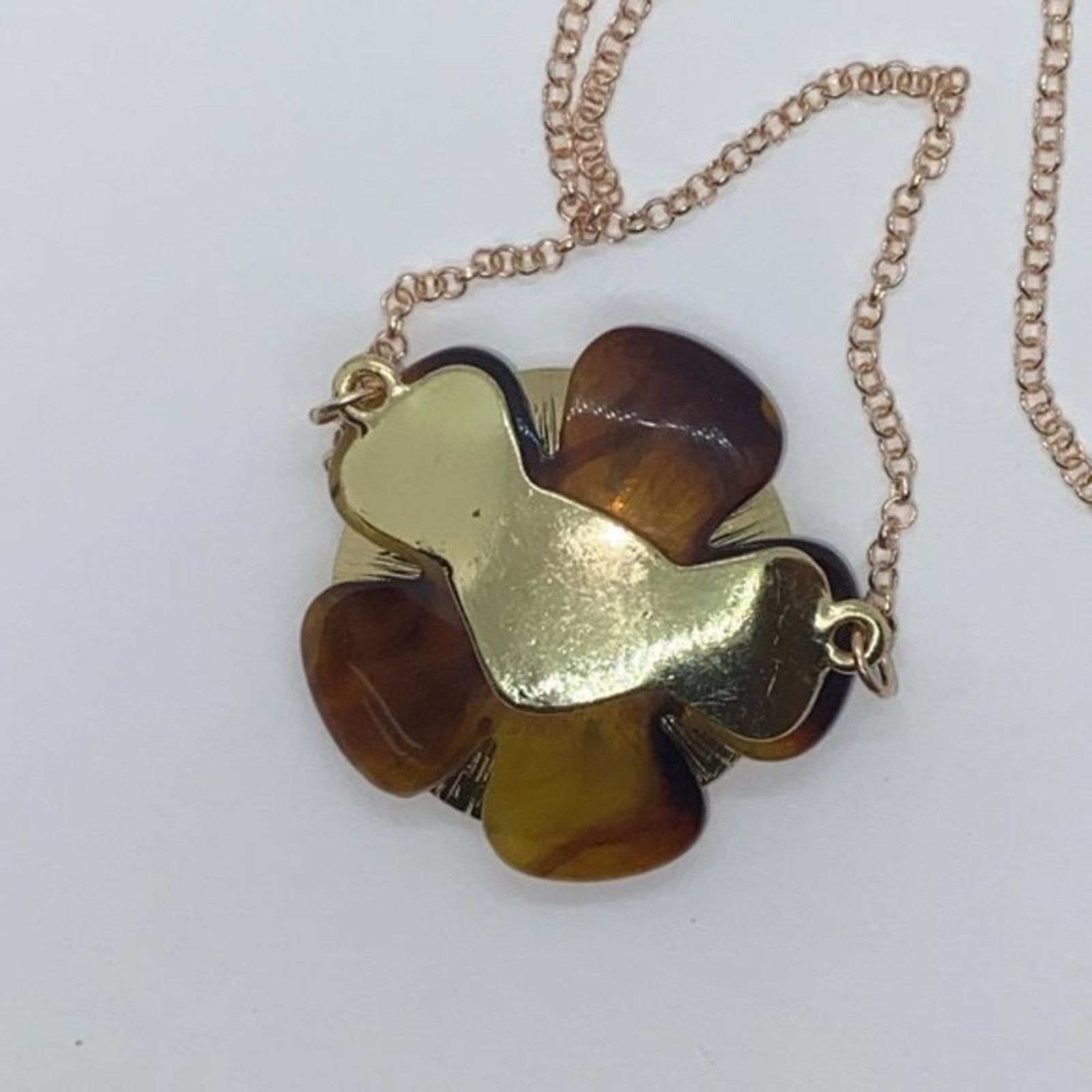 Handmade Rose Gold-Tone Tort Flower Pendant Necklace Size ONE SIZE - 5 Thumbnail