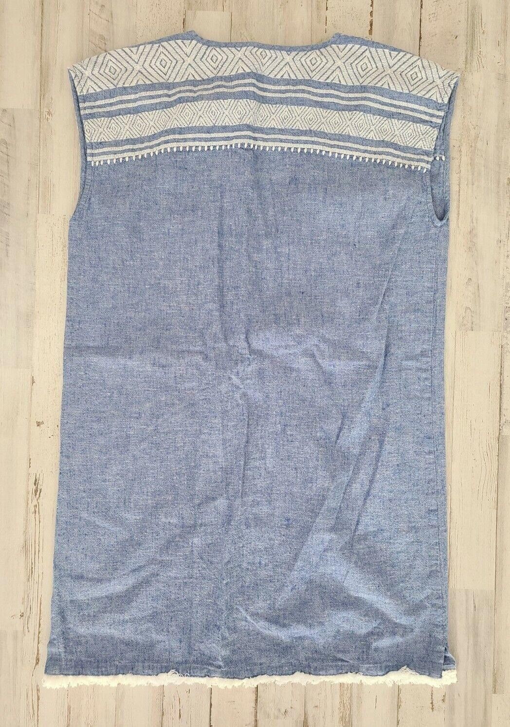 Designer Soft Joie Dress Extra Small Linen Blend Blue Boho Embroider Size XS / US 0-2 / IT 36-38 - 2 Thumbnail