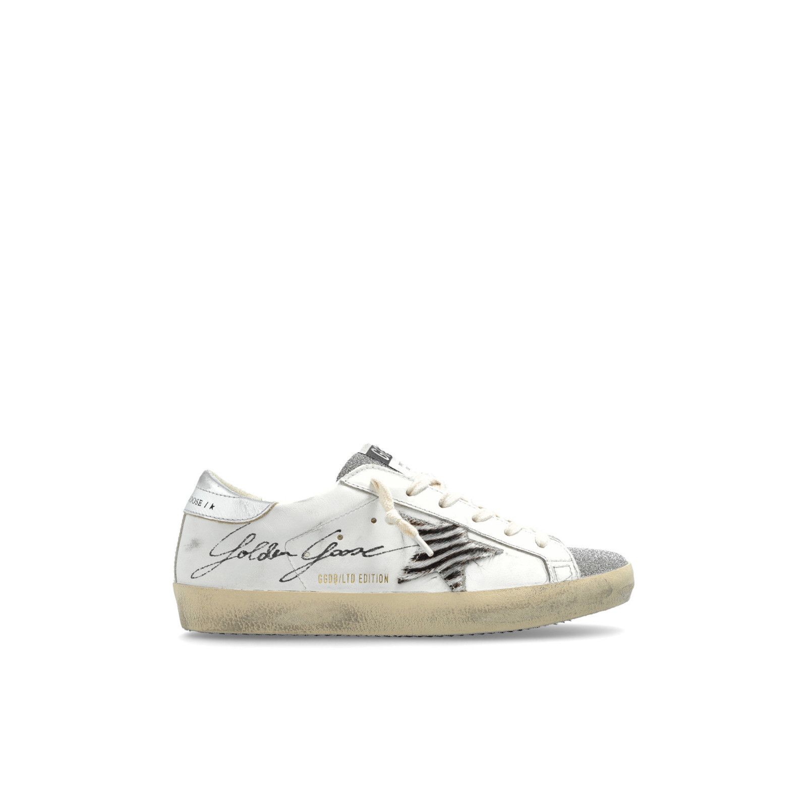 GOLDEN GOOSE Super-Star Women's White/Silver Glittered Sneak