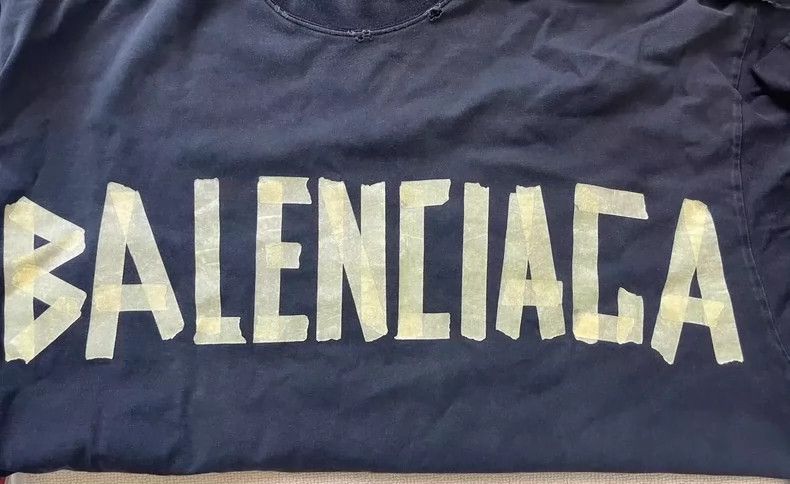 Balenciaga Balenciaga Tape Letter Logo Printed Jersey Crew Neck Loose Size US S / EU 44-46 / 1 - 3 Thumbnail