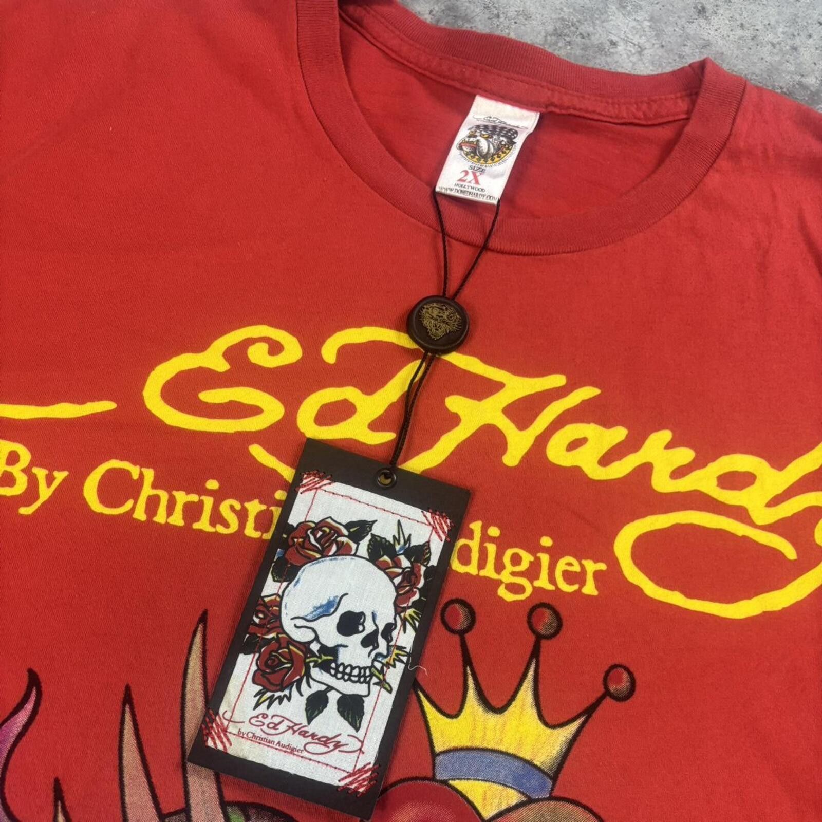 Ed Hardy Ed Hardy Christian Audigier Y2K Gothic Skull Graphic T Shirt Size US XXL / EU 58 / 5 - 6 Thumbnail