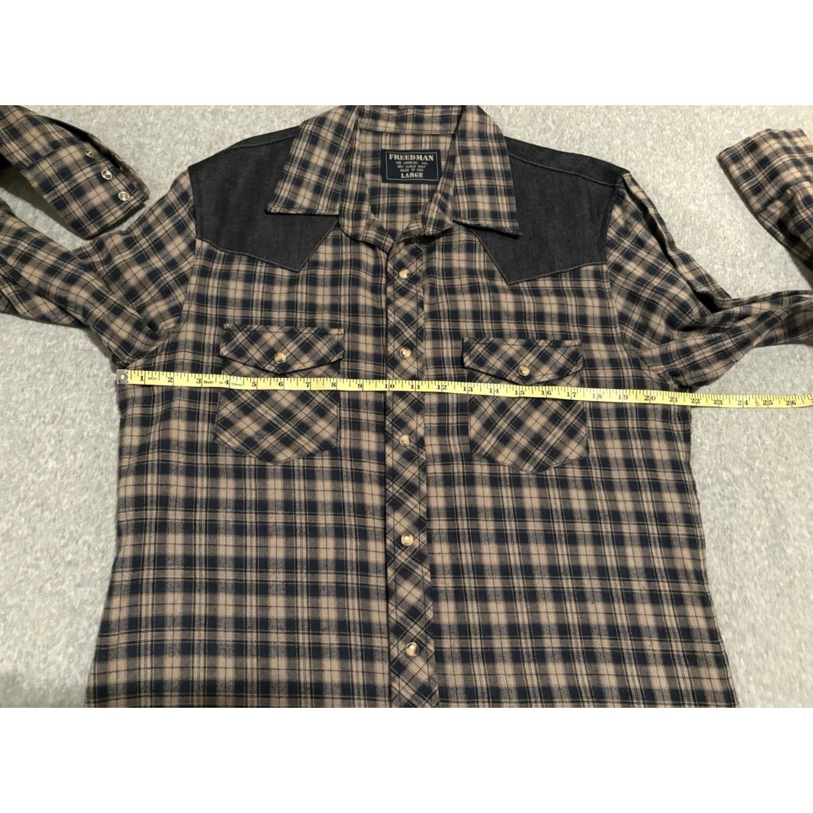 Vintage VINTAGE Freedman Los Angeles Plaid Western Pearl Snap Shirt Made in USA Mens Large Brown Long Sleeve Cotton USA Western Mens L Snap Pearl Snap Shirt Size US L / EU 52-54 / 3 - 6 Thumbnail