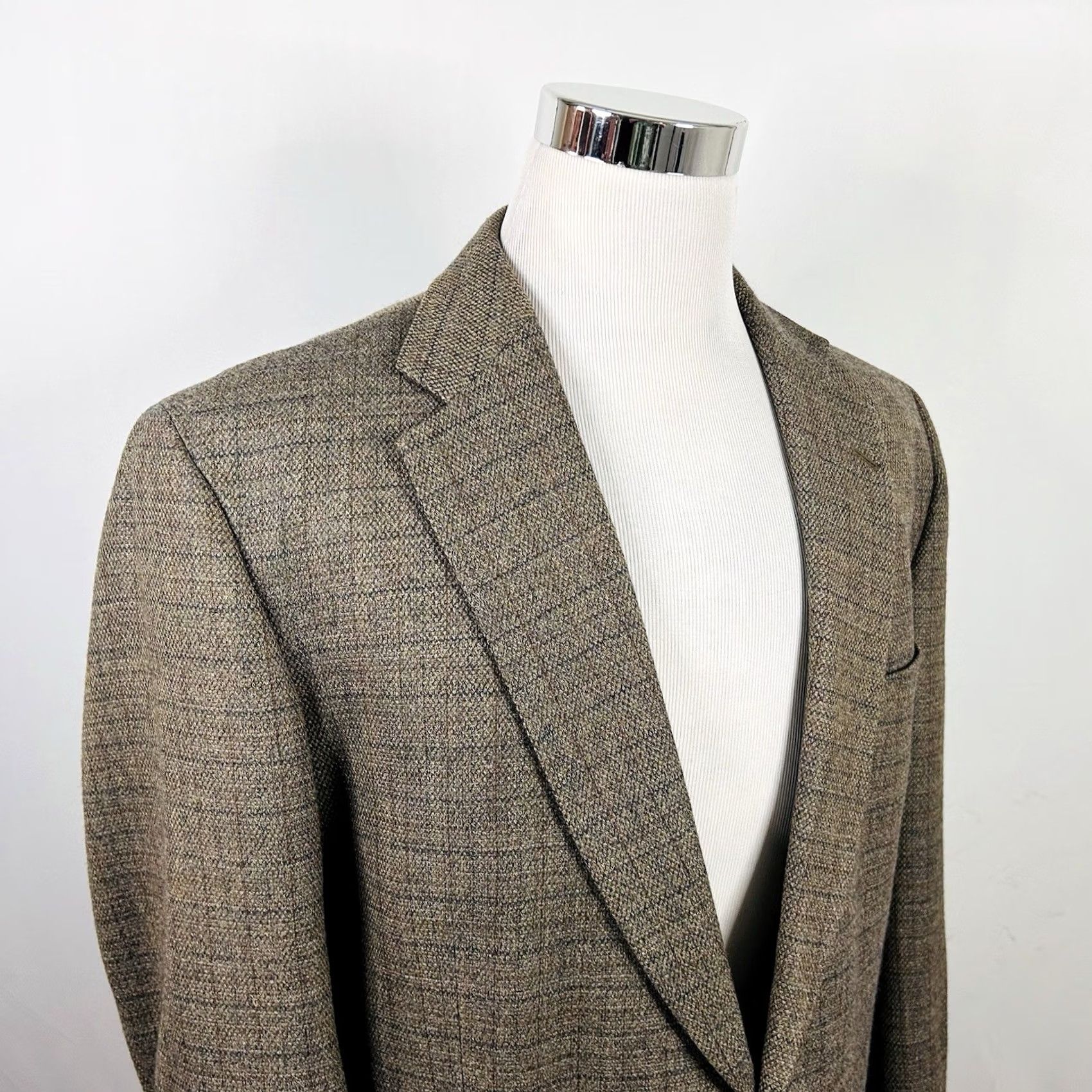 Vintage RBM 44L Sport Coat Beige Knit Plaid Two-Button Lined Vented Wool Lambswool Mens Jacket Coat Sport Coat Size US XS / EU 42 / 0 - 2 Thumbnail