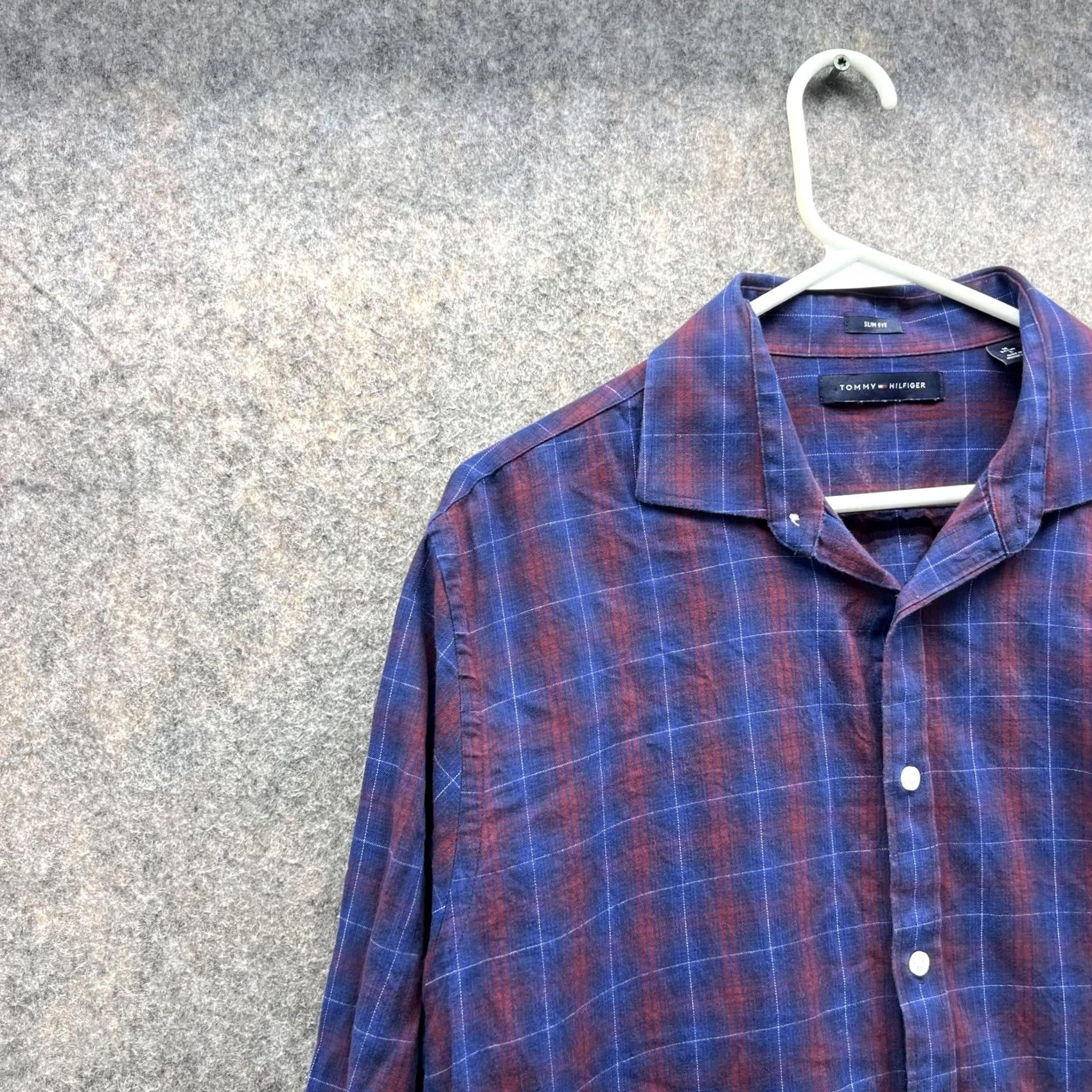 Tommy Hilfiger Tommy Hilfiger Shirt Men Large Piad Blue Casual Button Down Preppy Slim Fit Size US L / EU 52-54 / 3 - 3 Thumbnail