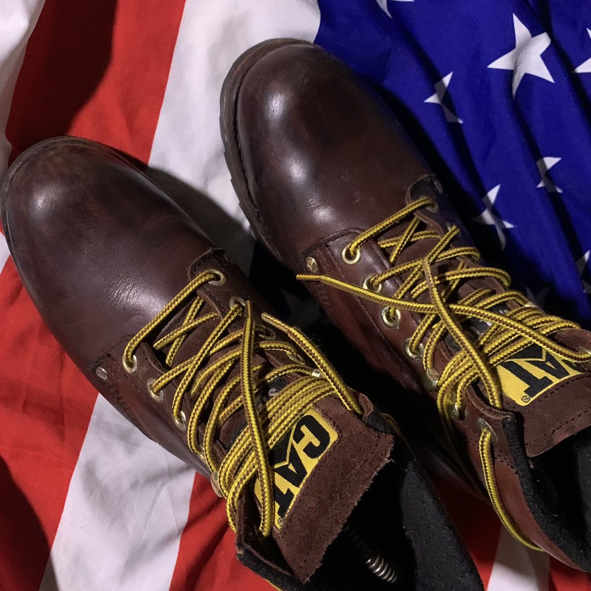 Vintage CAT WATER RESISTANT STEEL TOE CAP WIDE BROWN LEATHER BOOTS Size US 9 / EU 42 - 6 Thumbnail