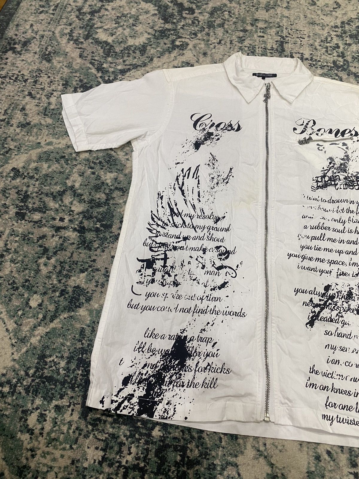20471120 Bat-su Poem Japanese Skull Shirt Cross Zipper Shirt Size US M / EU 48-50 / 2 - 6 Thumbnail