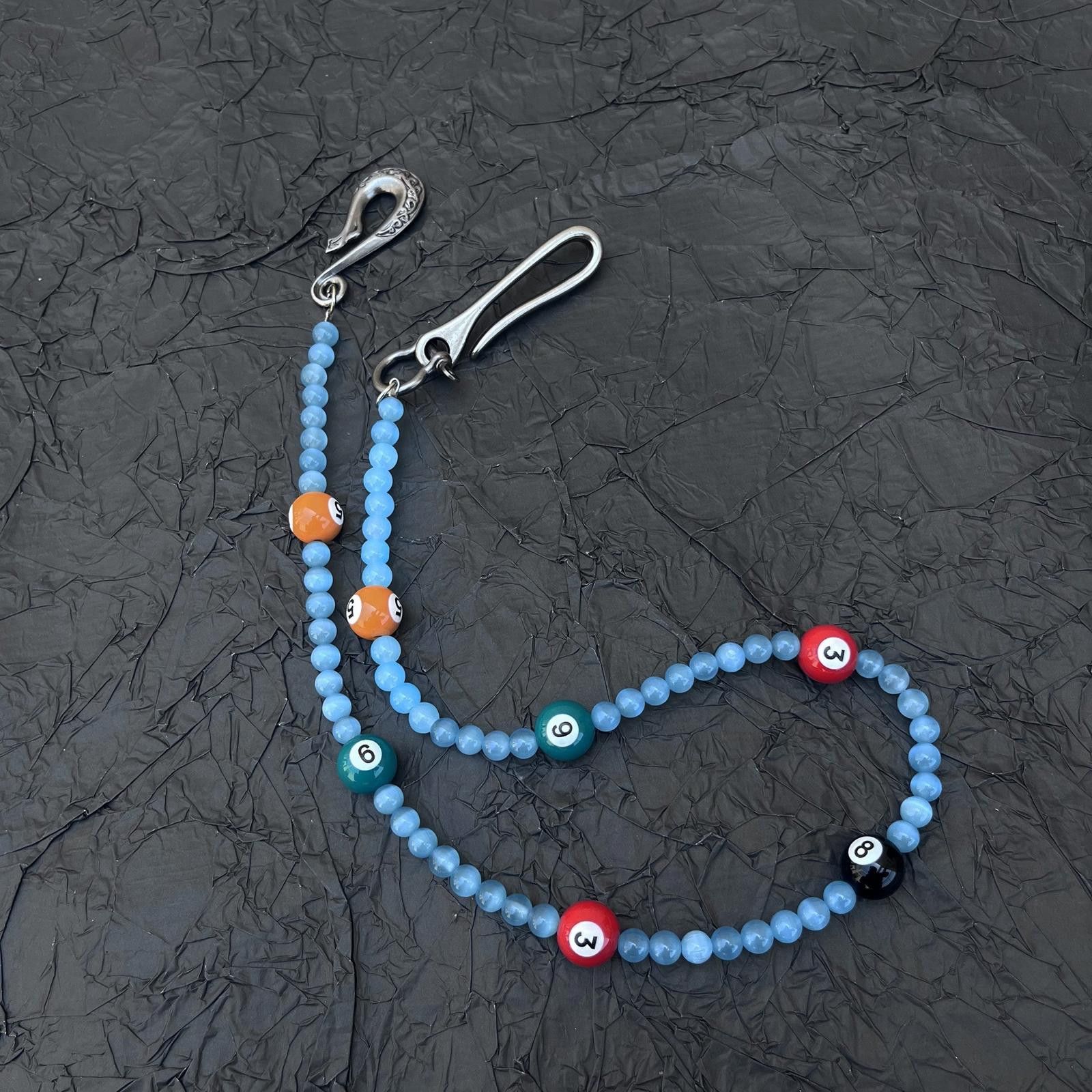 Jewelry 8 Ball Blue Long Wallet Chain, Pants Chain Size ONE SIZE - 6 Thumbnail
