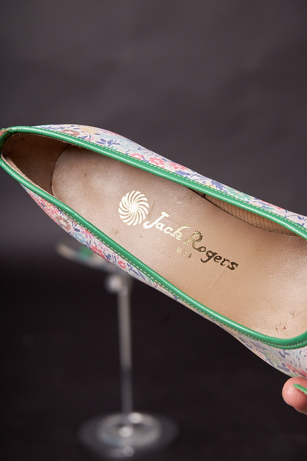Jack Rogers 1960s Floral Jack Rogers Green Trim Pumps Heels Shoes Size US 5.5 / IT 35.5 - 8 Thumbnail