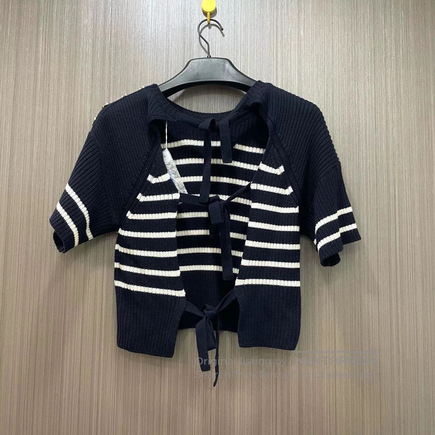 Dior navy striped short sleeve knit top. Size US XS / EU 42 / 0 - 2 Thumbnail