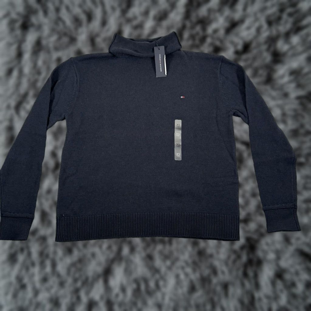 Tommy Hilfiger Tommy Hilfiger Sweater Womens XS Navy Blue Relaxed Fit Mockneck Academia Preppy Pullover Knit Size XS / US 0-2 / IT 36-38 - 1 Thumbnail
