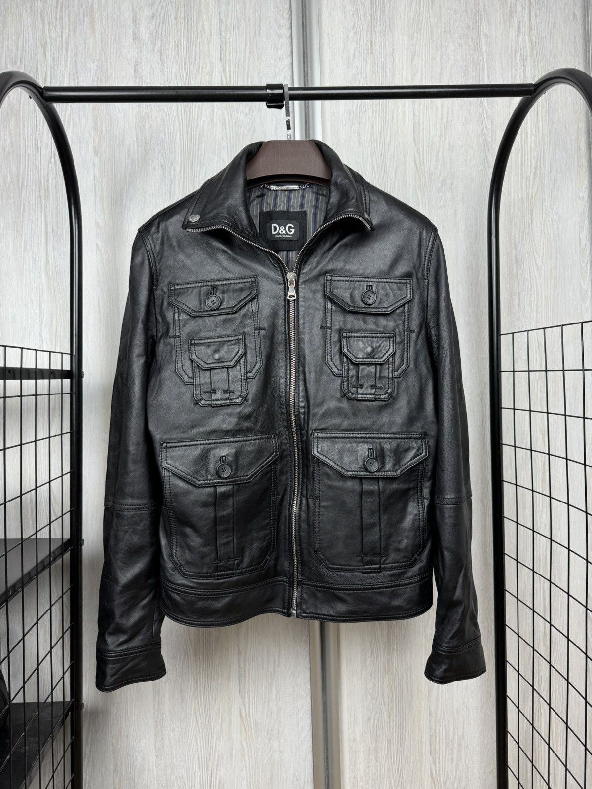 00s Dolce & Gabbana Leather Jacket with Detachable Arms (M