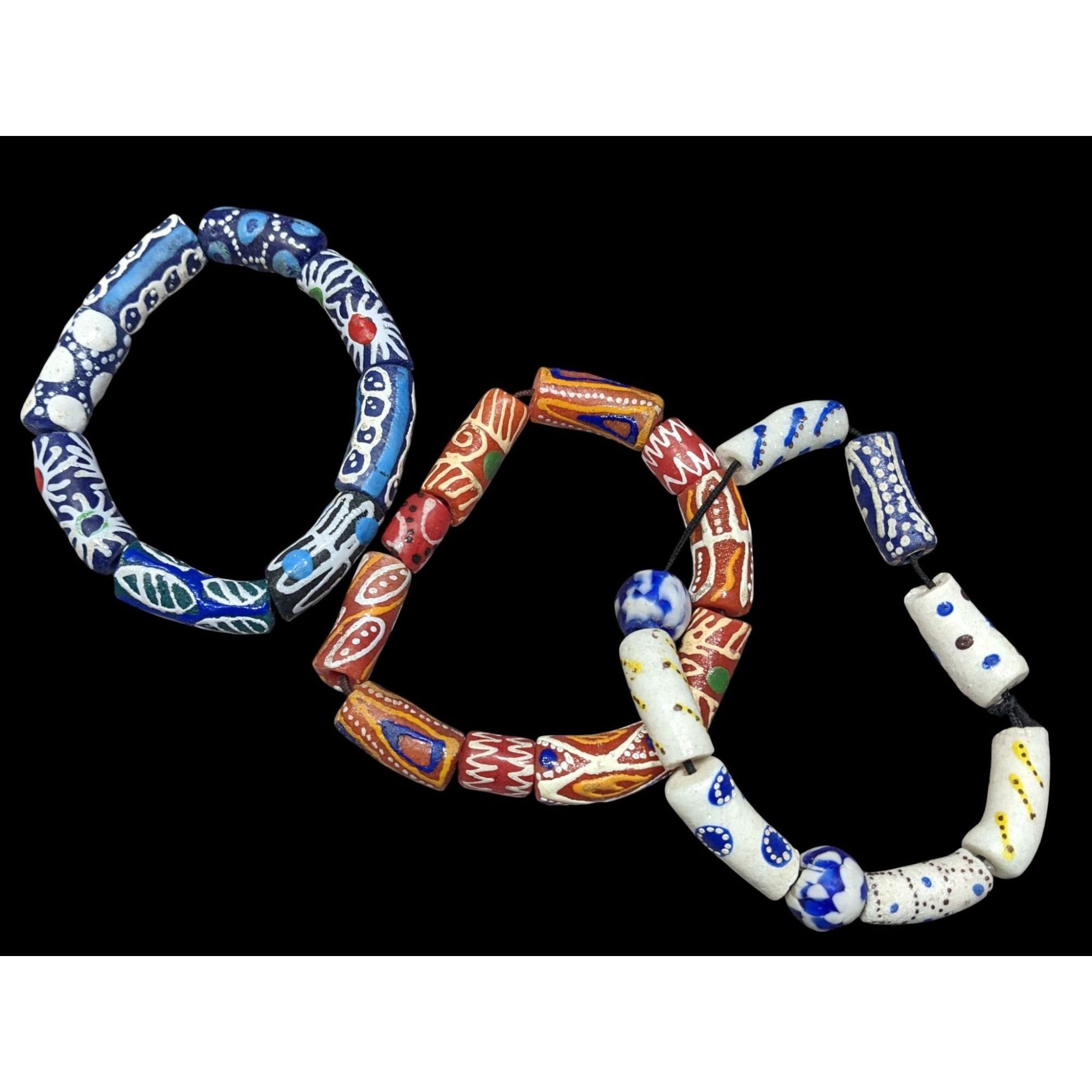 Other Handmade Ghana Africa Krobo Beaded Bracelet Set (3) Size ONE SIZE - 2 Thumbnail