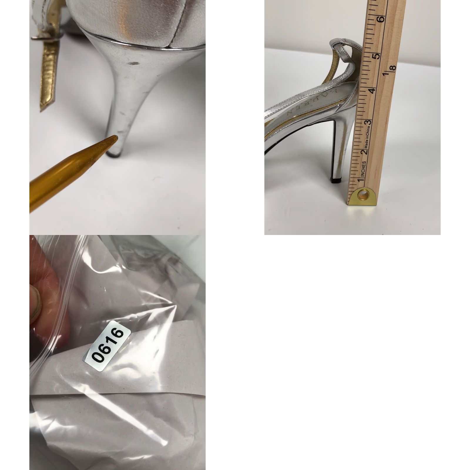 Ralph Lauren Ralph Lauren Womens 6.5 Silver Leather 3.5" Heels Stiletto Open Toe Buckle Dress Shoes Size M / US 6-8 / IT 42-44 - 9 Thumbnail