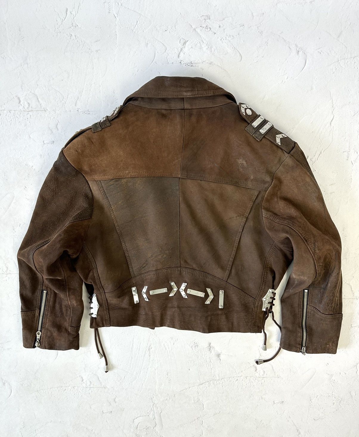 Vintage Vintage Real Leather Brown Cropped Biker Jacket Size M / US 6-8 / IT 42-44 - 9 Thumbnail