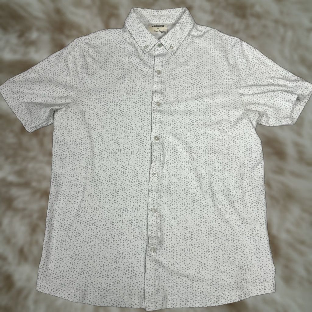 Vintage Linksoul Women's Greenish Gray Shirt Short Sleeve Button Up Cotton Blend Sz M Size M / US 6-8 / IT 42-44 - 1 Thumbnail