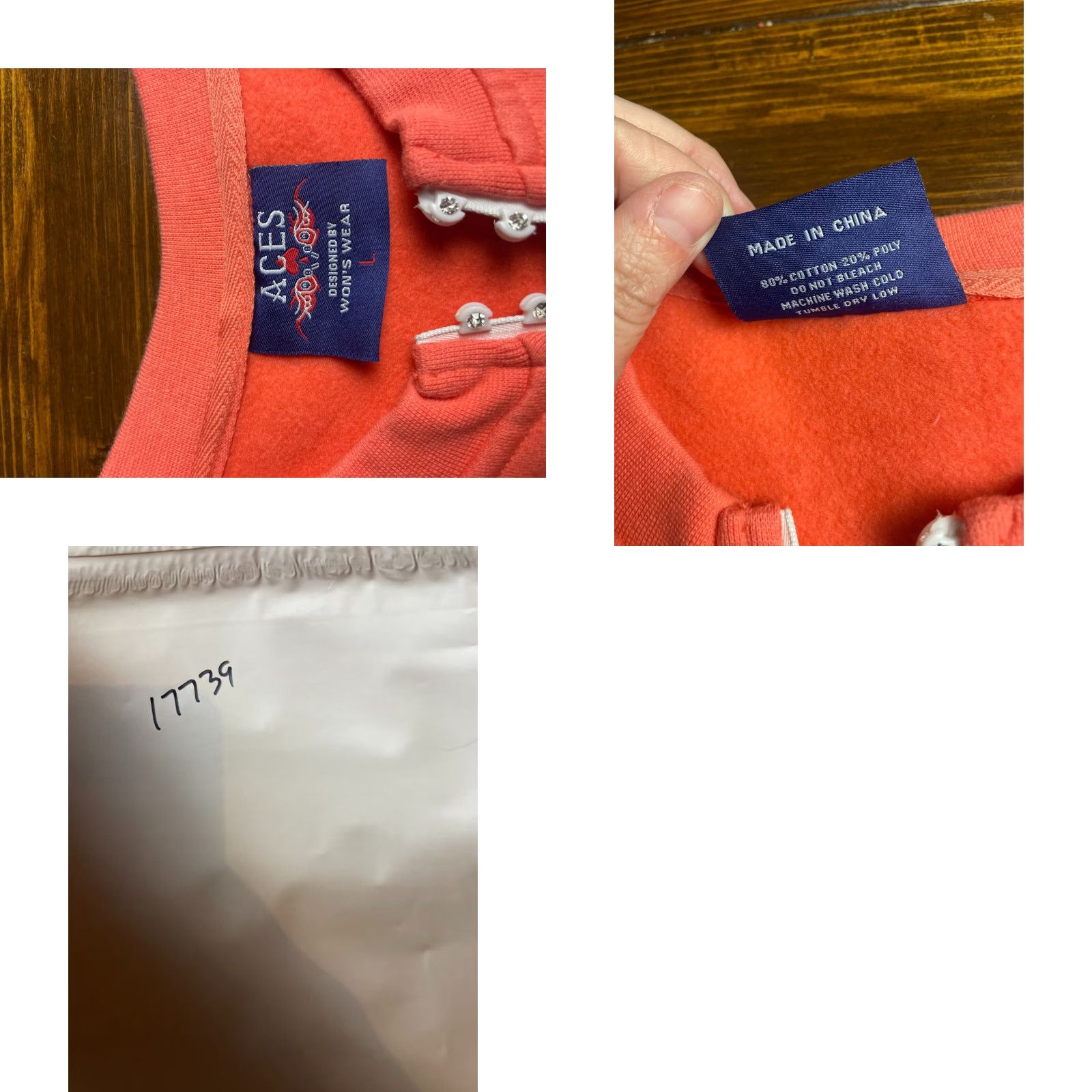 Vintage ACES Sweater Womens Large Coral Jeweled Group Therapy Drinks Full Zip Shirt Size L / US 10 / IT 46 - 8 Thumbnail
