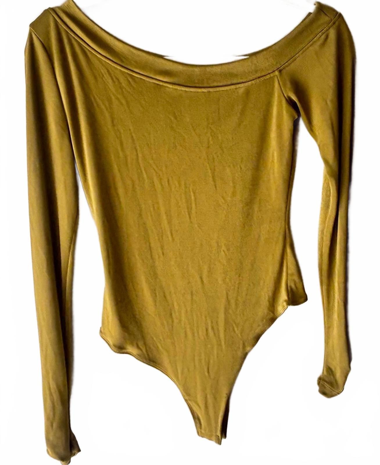 Free People Free People Mustard Yellow Off-Shoulder Long Sleeve Bodysuit Size S / US 4 / IT 40 - 2 Thumbnail