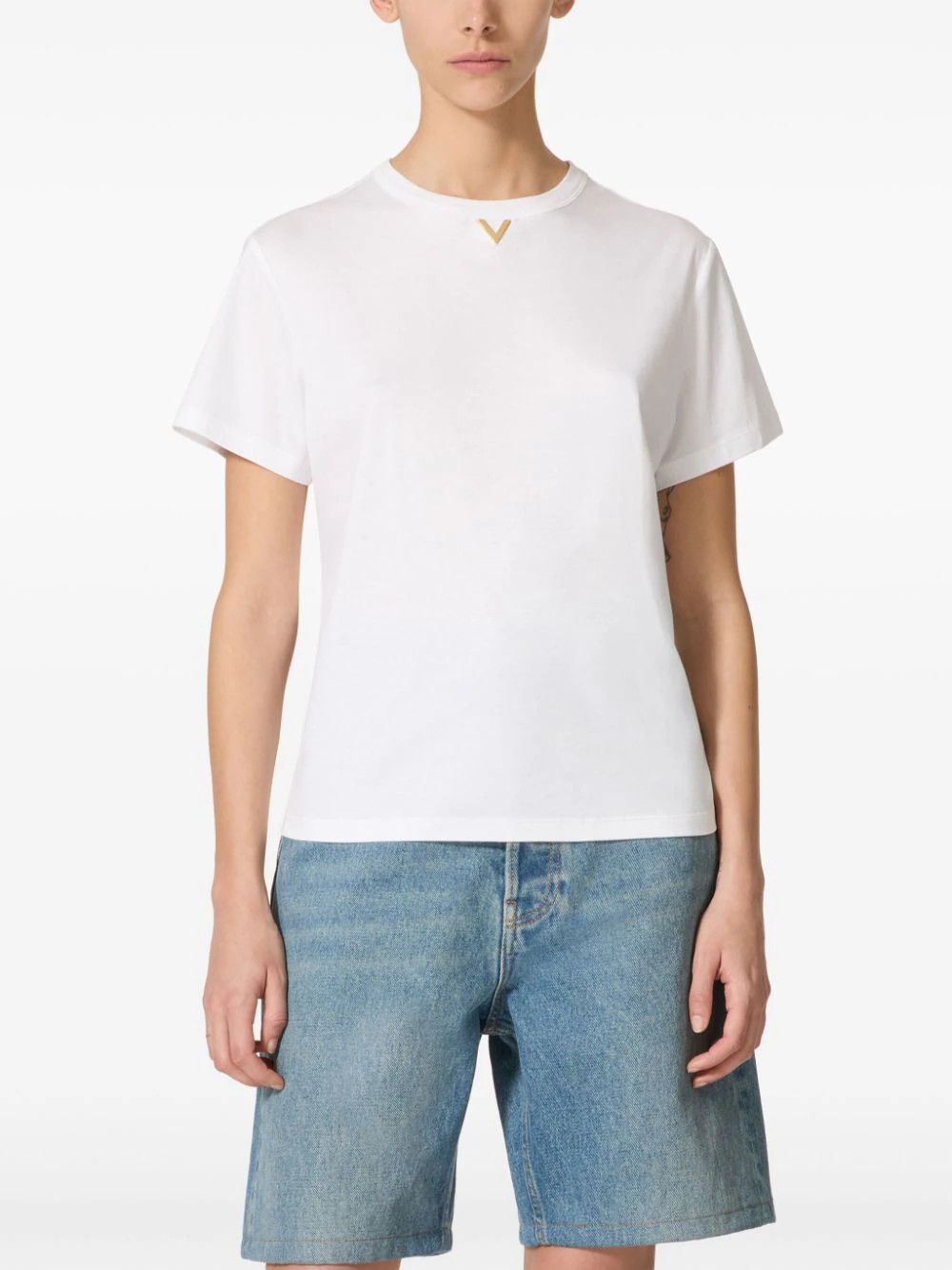 Valentino o1s22i1n0924 Con Stampa T-Shirt in White Size M / US 6-8 / IT 42-44 - 3 Thumbnail