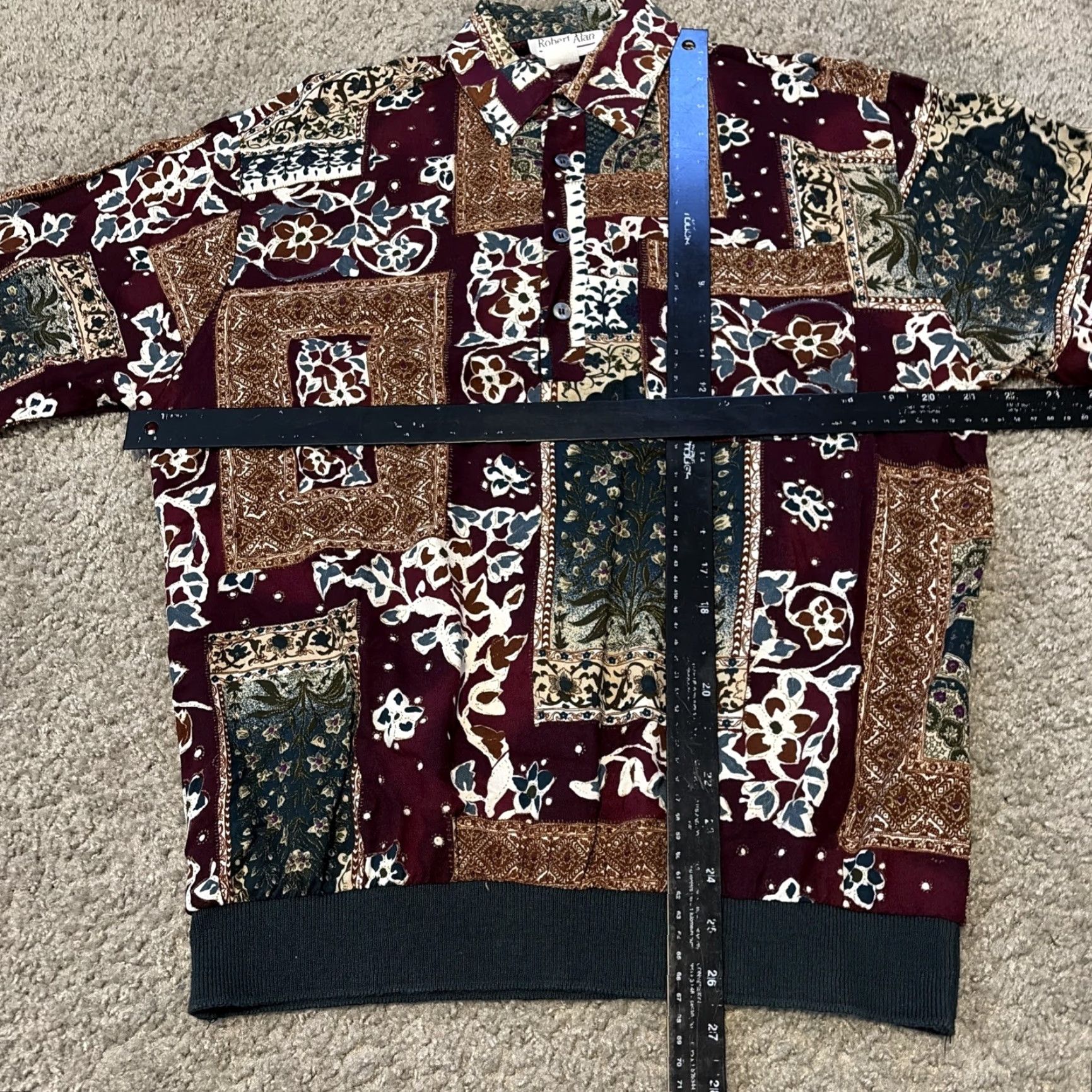 Vintage VINTAGE Robert Alan Blouse 1/2 Button Front Pullover Floral Wine Red M Womens 90s Size M / US 6-8 / IT 42-44 - 5 Thumbnail