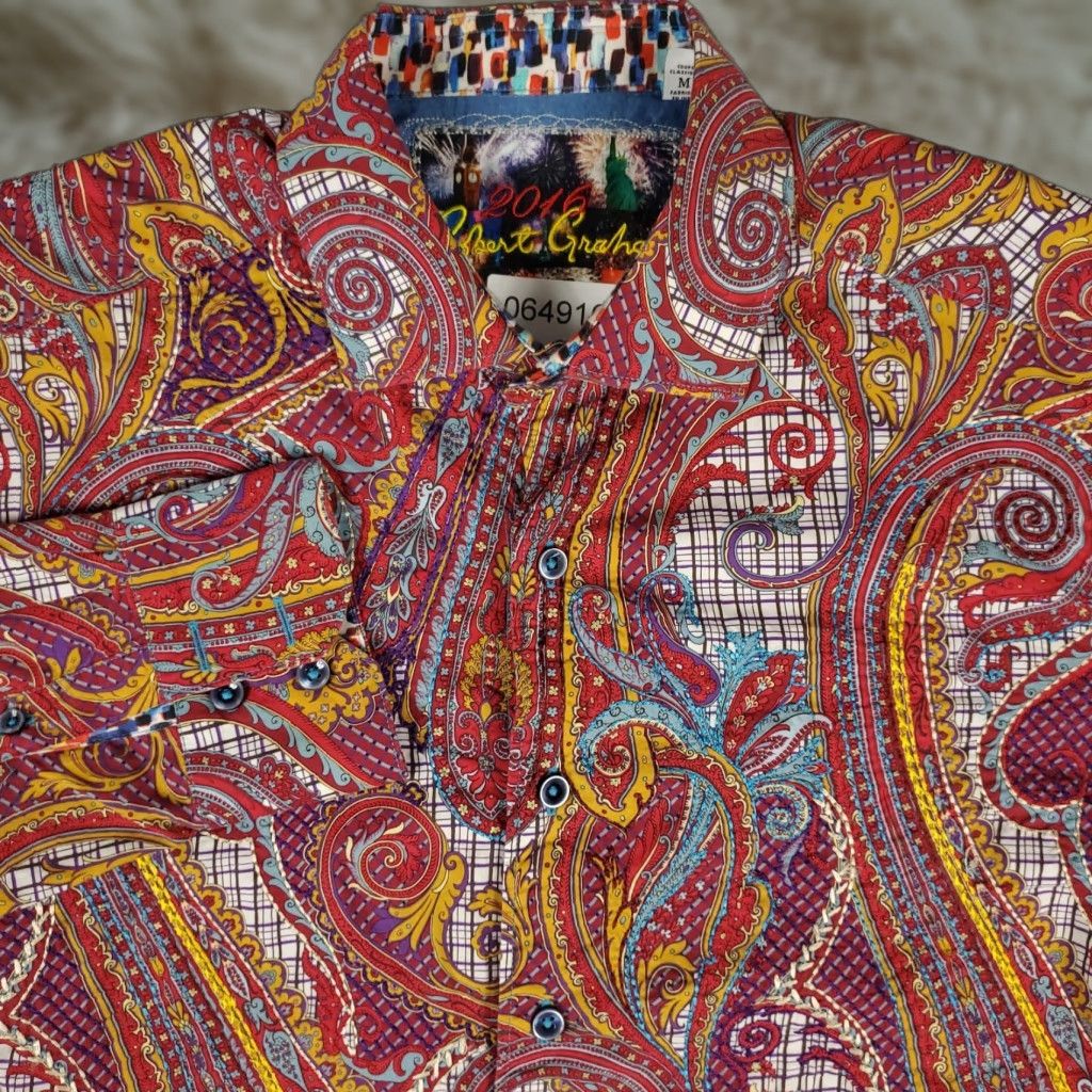 Robert Graham Robert Graham Shirt Mens Medium Red Paisley 2016 Classic Fit Button Up Size US M / EU 48-50 / 2 - 1 Thumbnail