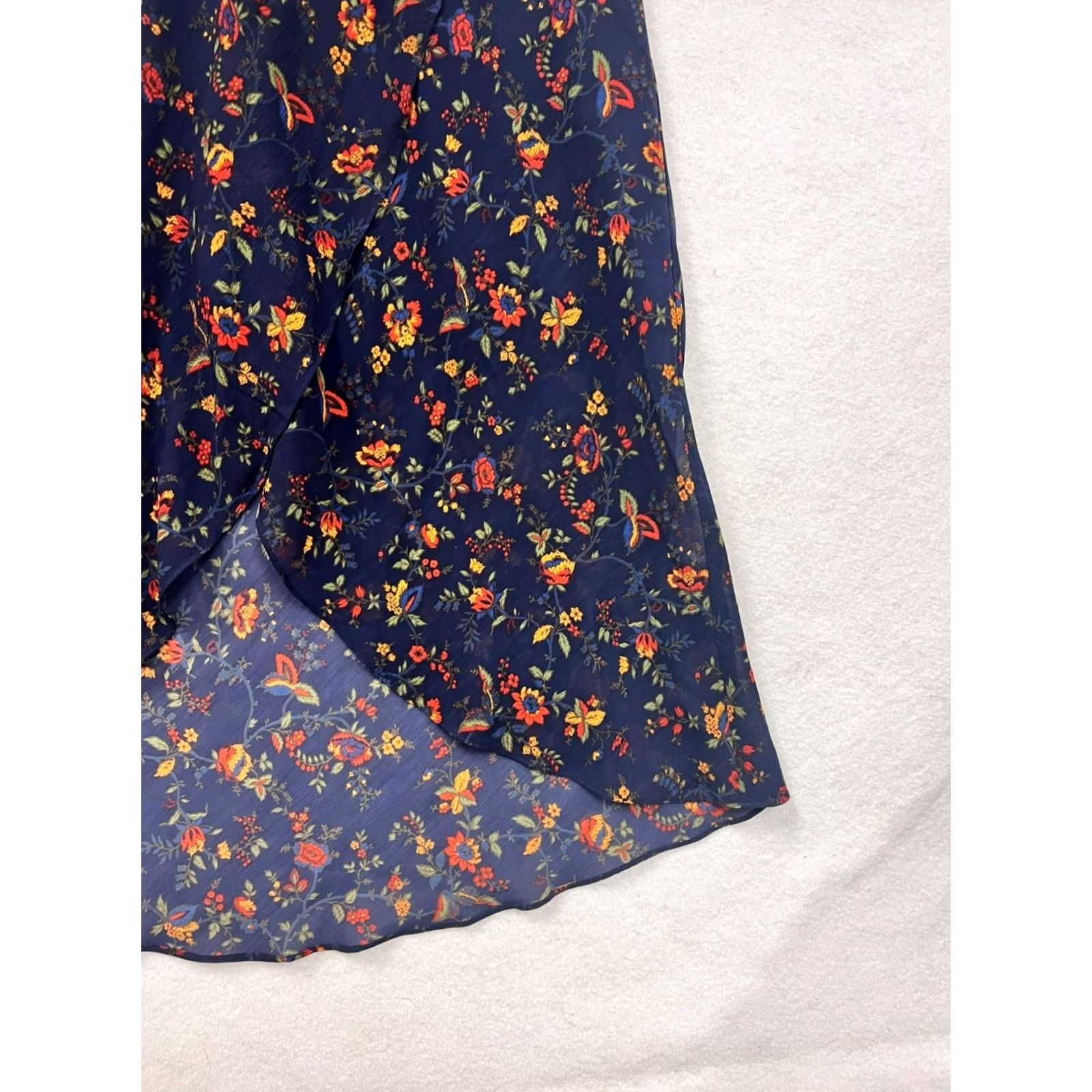 Madewell Madewell Skirt Womens High-Low Midi Floral Navy Size 6 Size 28" / US 6 / IT 42 - 6 Thumbnail