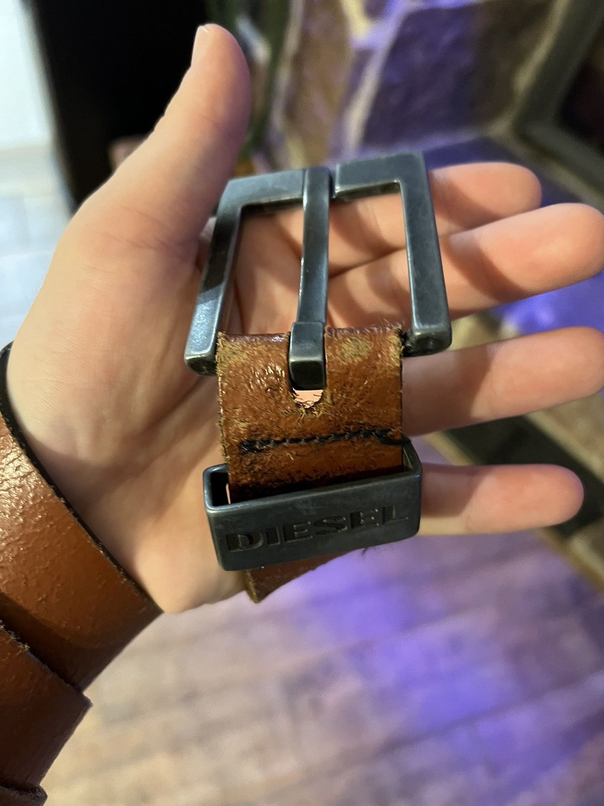 Leather × Vintage Leather belt - butterfly , 85 cm vintage Size ONE SIZE - 7 Thumbnail