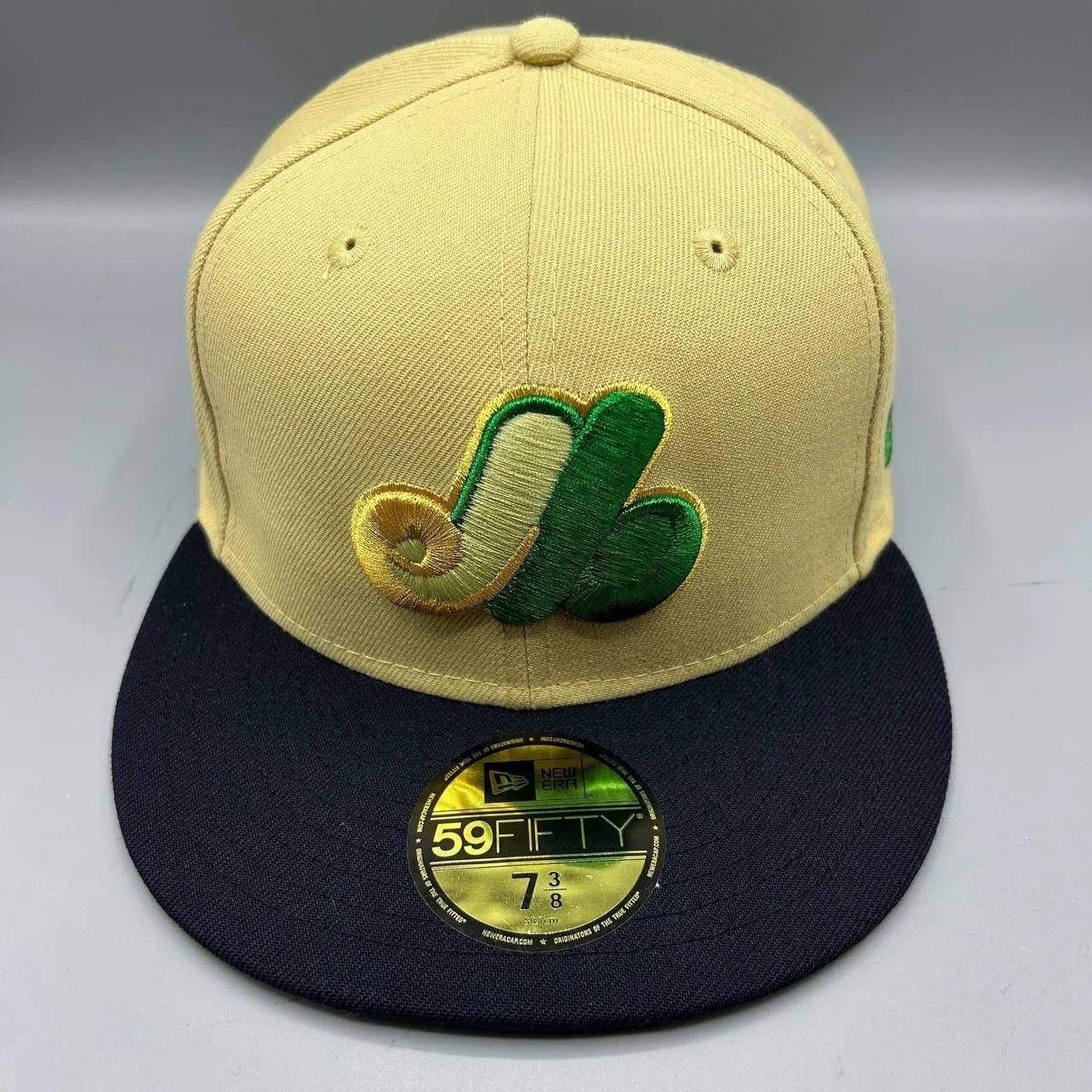 New Era Montreal Expos Hat Men 7 3/8 Yellow Navy MLB Fitted Cap New Size ONE SIZE - 1 Thumbnail