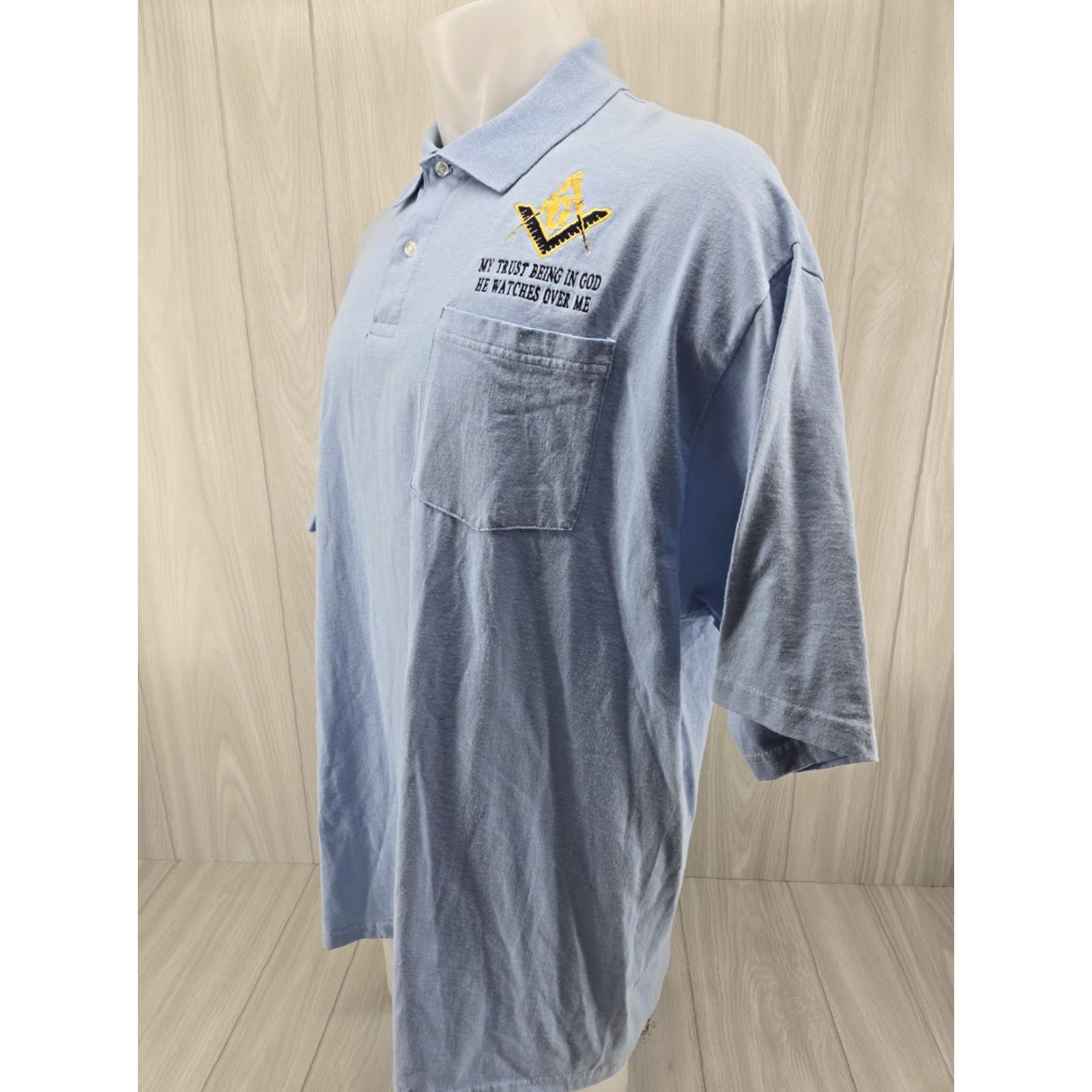 Jerzees Masonic Lodge Embroidered Polo Shirts Short Sleeve 2XL Blue Nike? Size US XXL / EU 58 / 5 - 3 Thumbnail