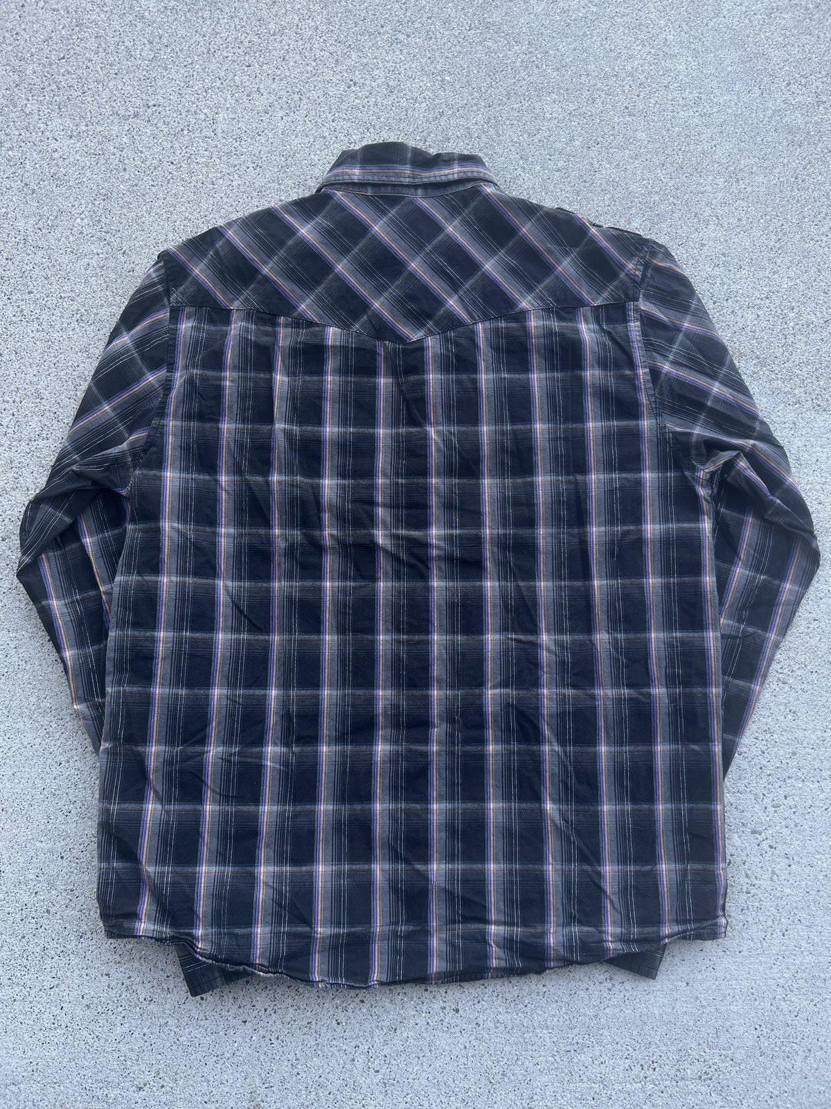 Affliction × Chemistry × Southpole Vintage Y2K Southpole Black/Purple/Yellow Plaid Flannel Sz L Size US L / EU 52-54 / 3 - 2 Thumbnail